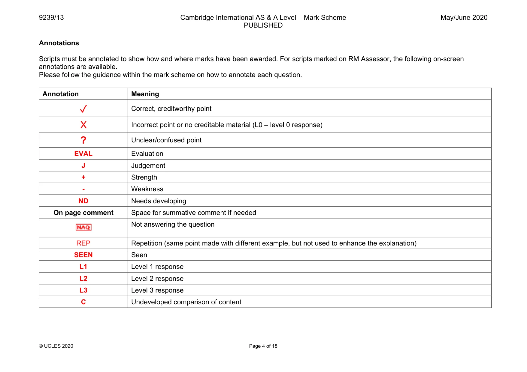 Mark scheme, page 4 of 18