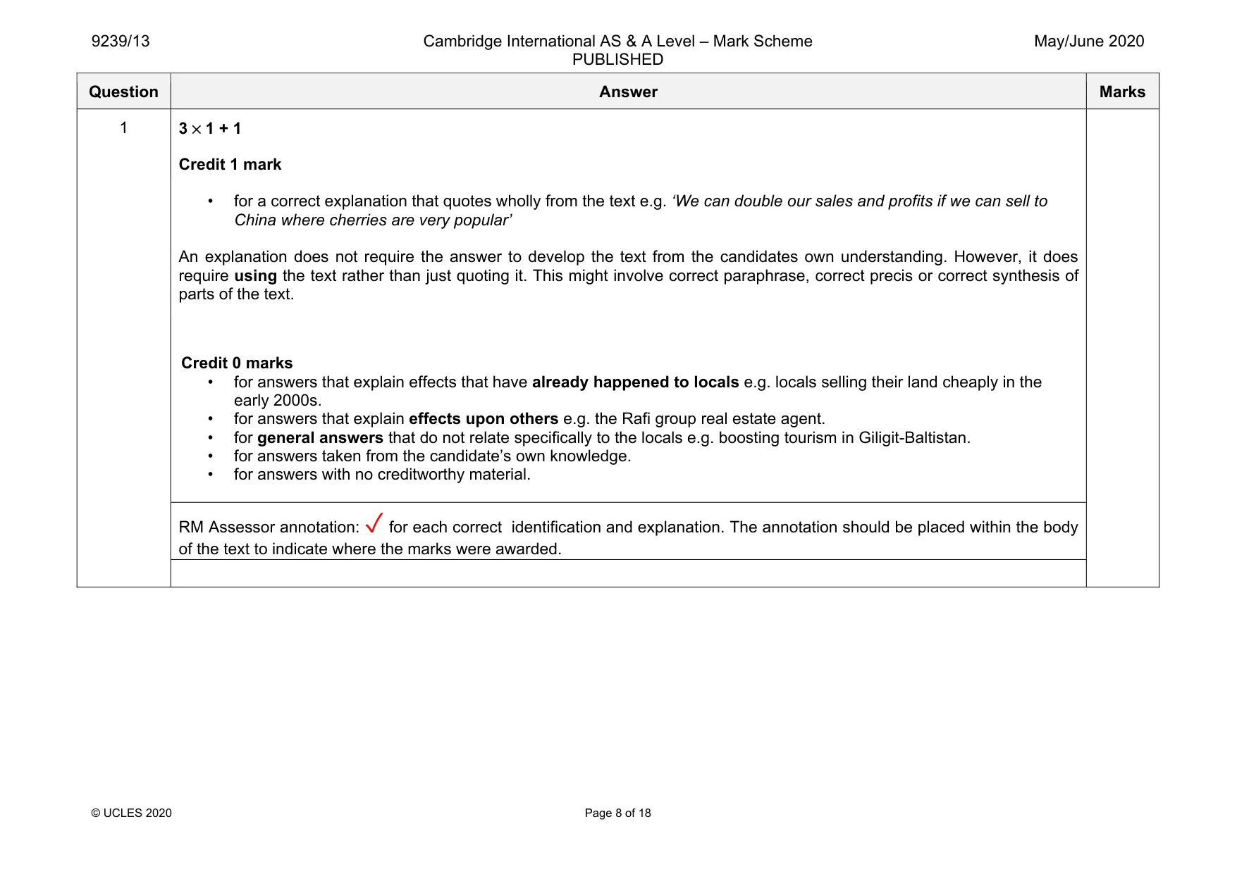 Mark scheme, page 8 of 18
