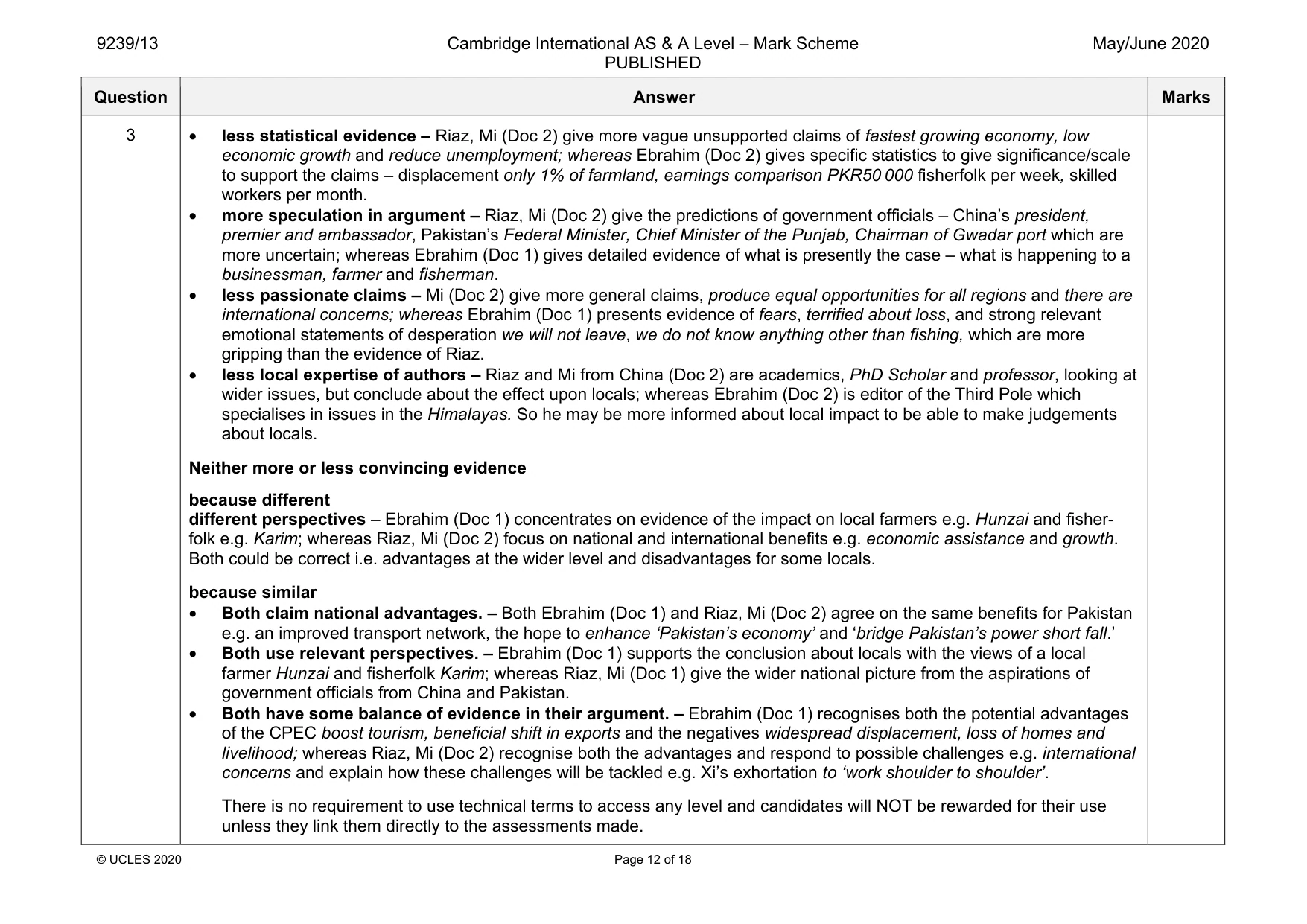 Mark scheme, page 12 of 18