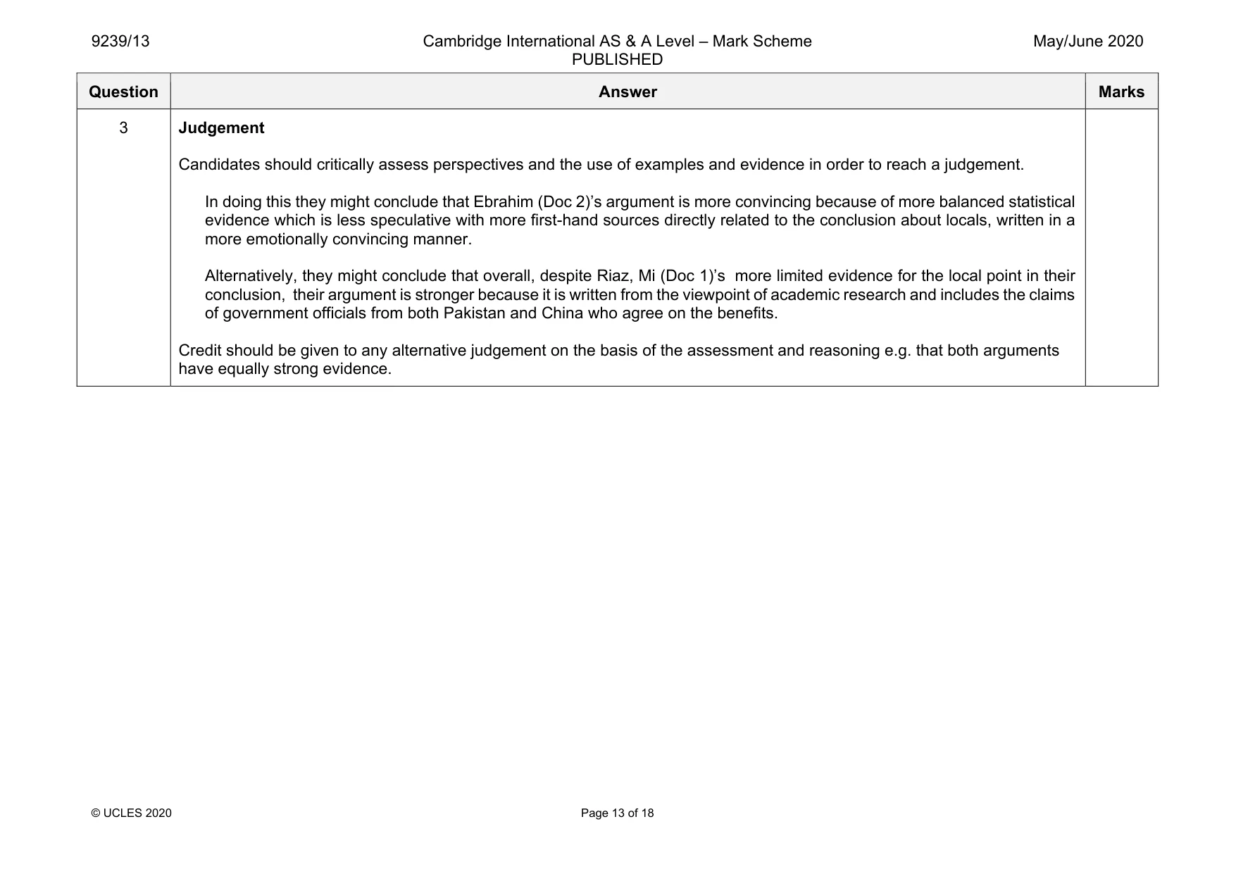 Mark scheme, page 13 of 18