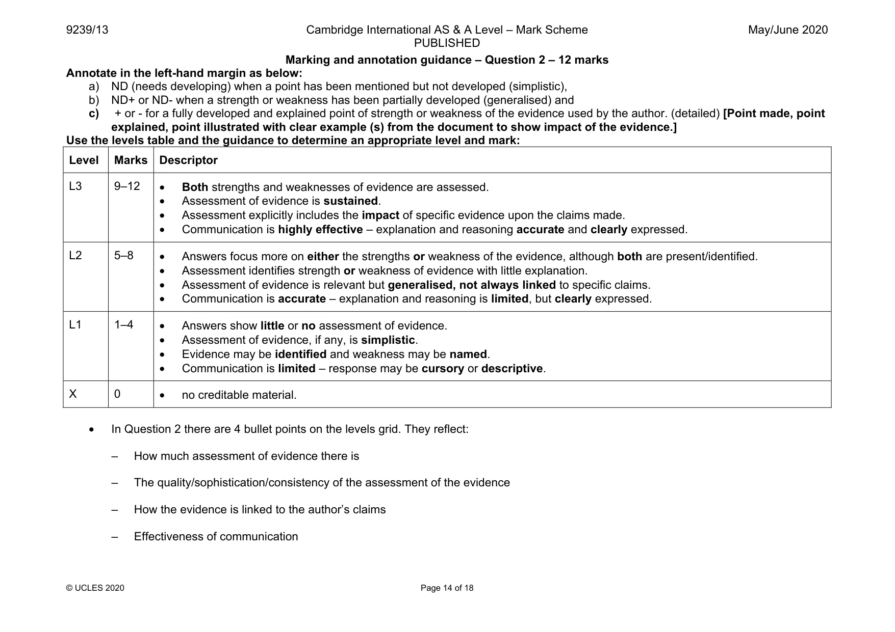Mark scheme, page 14 of 18