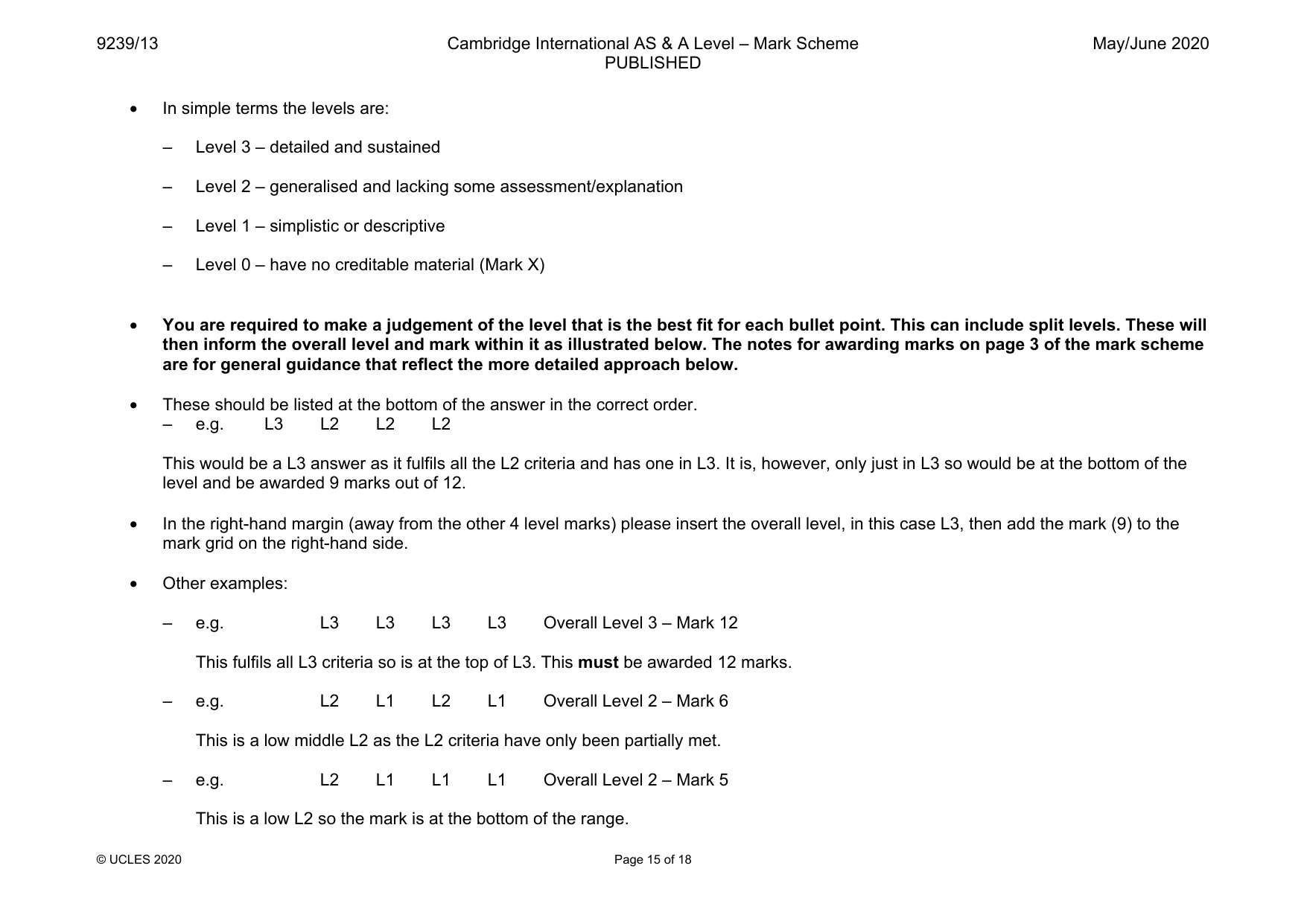 Mark scheme, page 15 of 18