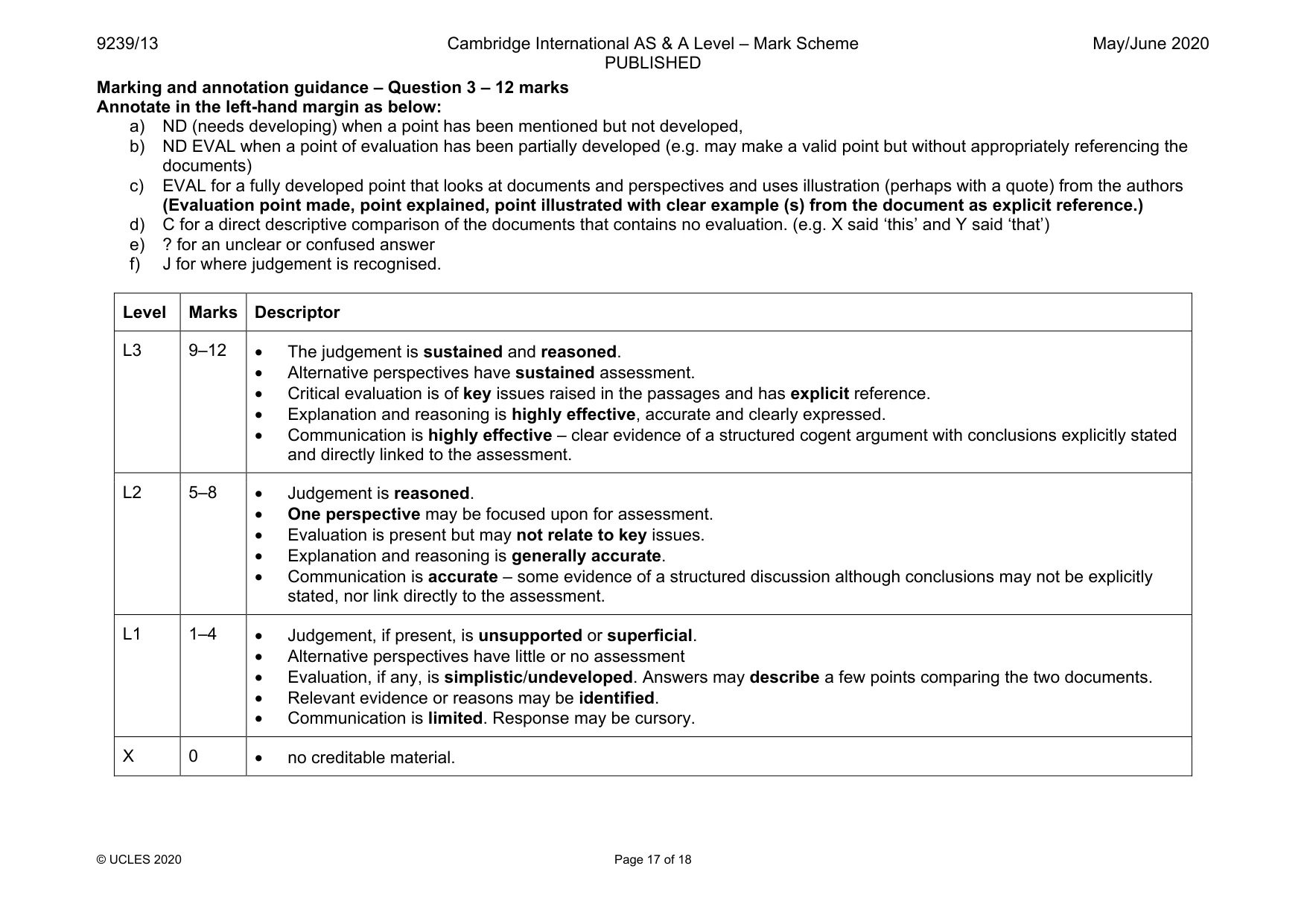 Mark scheme, page 17 of 18