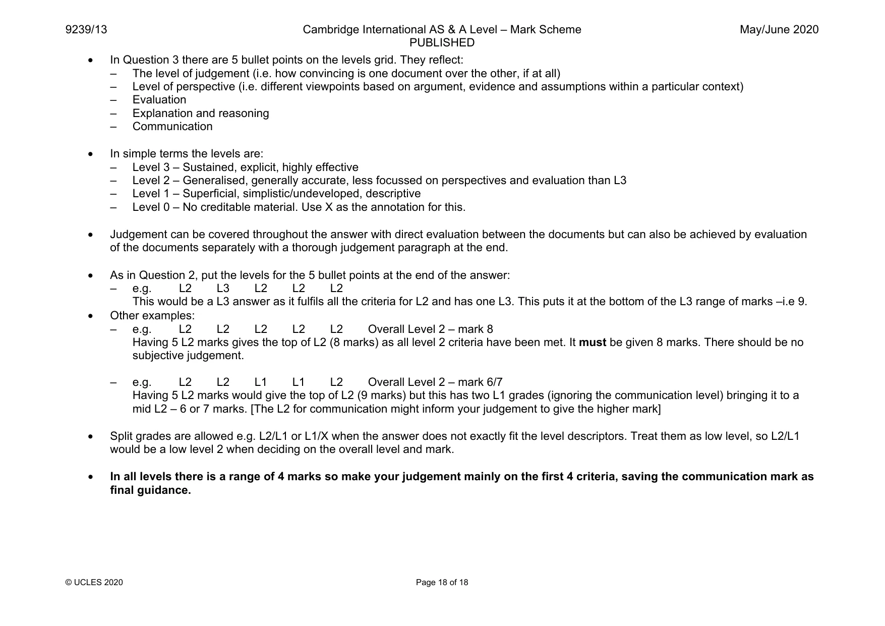 Mark scheme, page 18 of 18