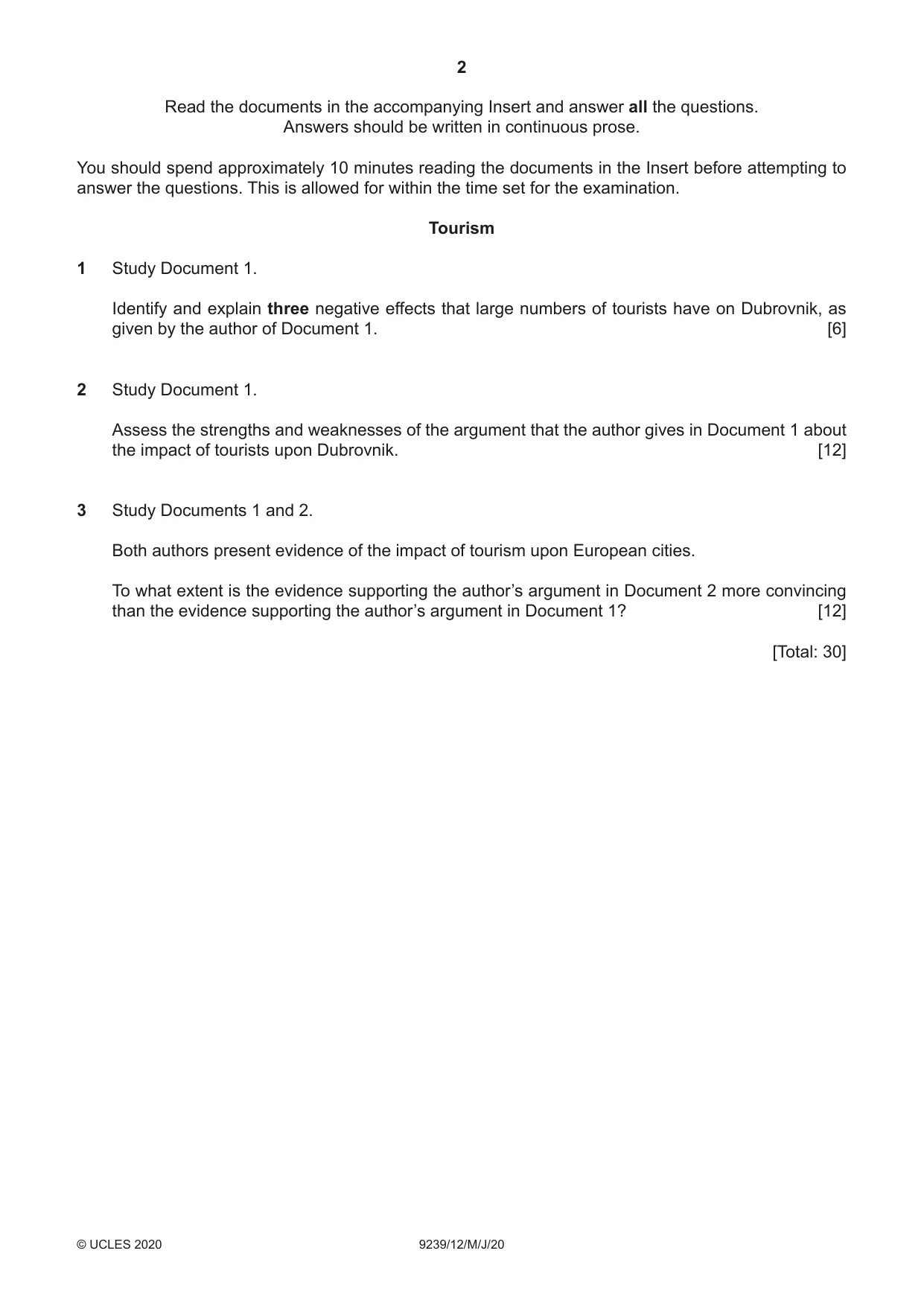 Cambridge A Level Global Perspectives and Research 9239 2020 May/June Paper 1 · Variant 2 question paper, page 2 of 4