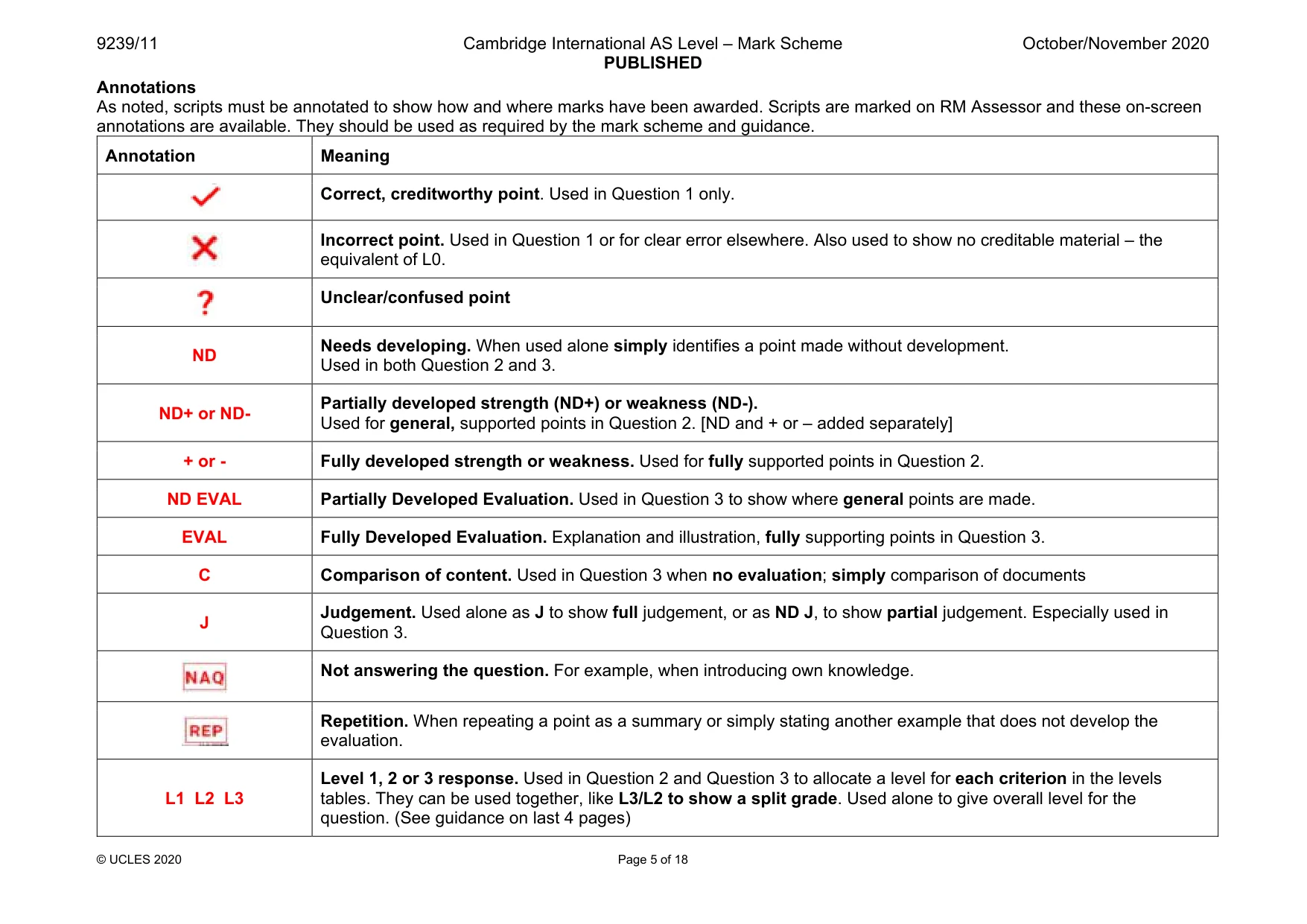 Mark scheme, page 5 of 18
