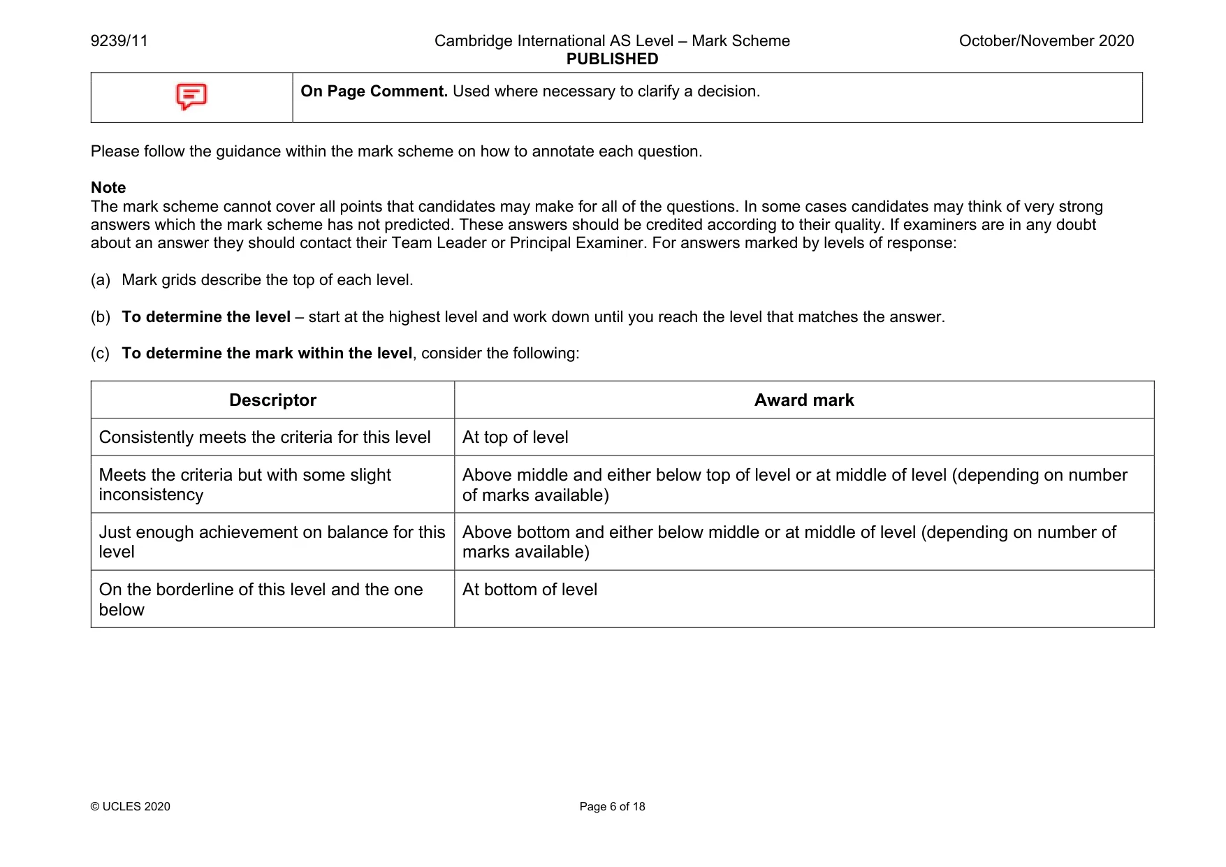 Mark scheme, page 6 of 18