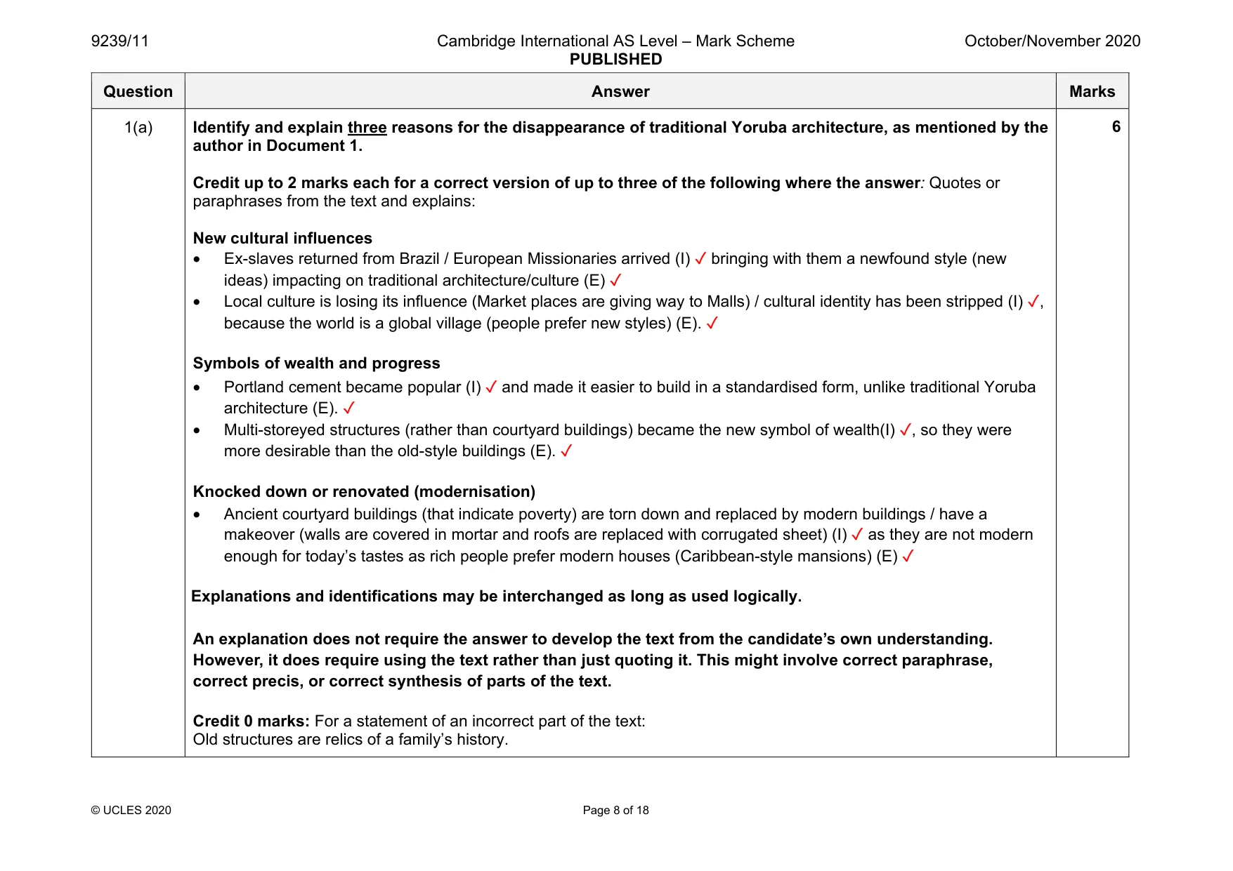 Mark scheme, page 8 of 18