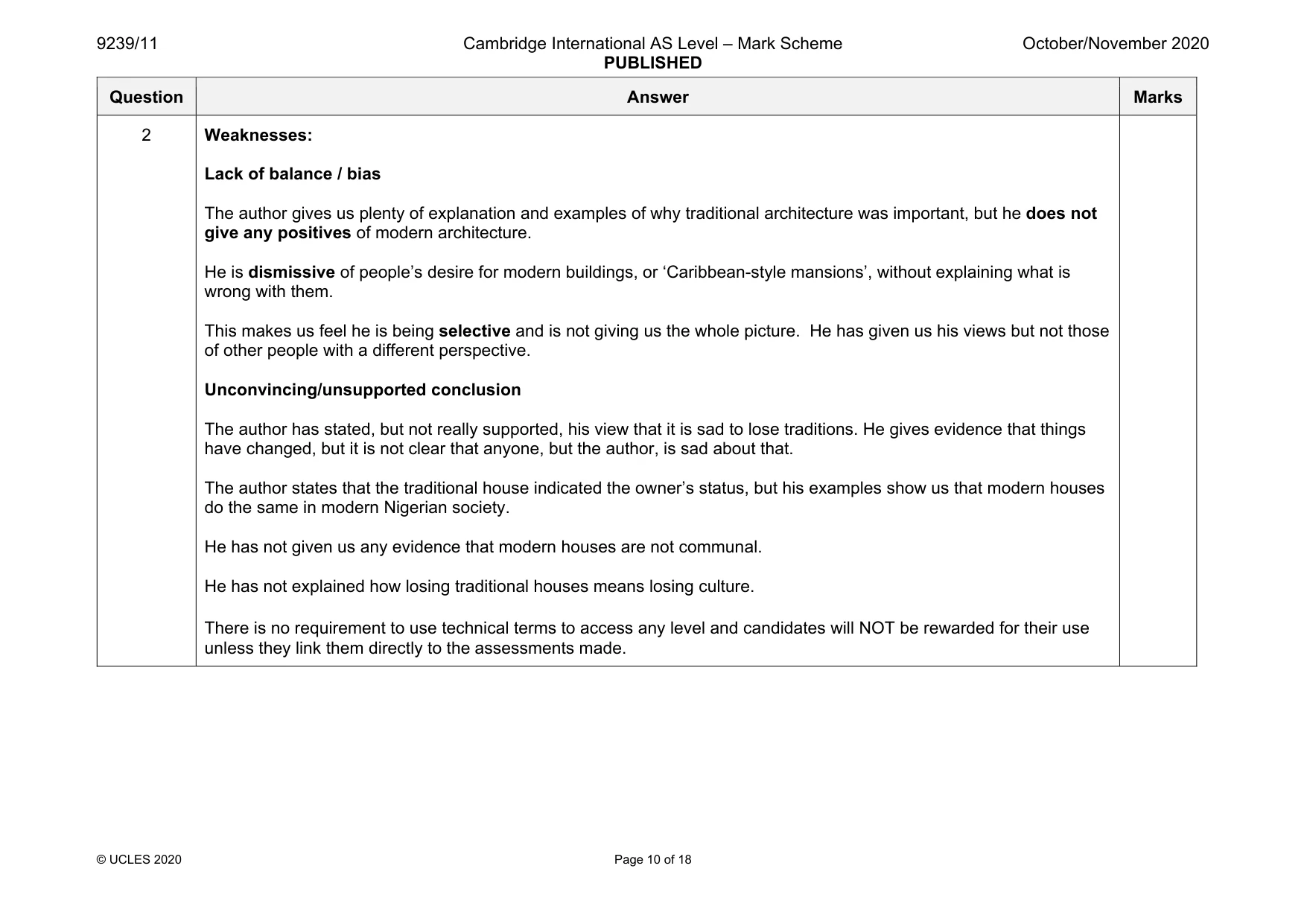 Mark scheme, page 10 of 18