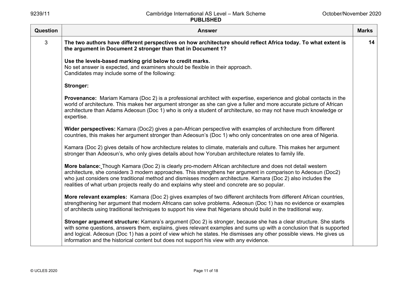 Mark scheme, page 11 of 18