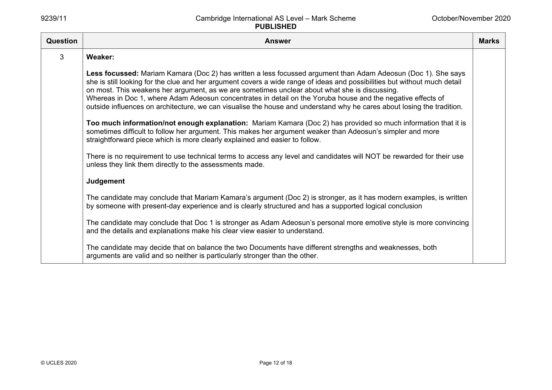 Mark scheme, page 12 of 18