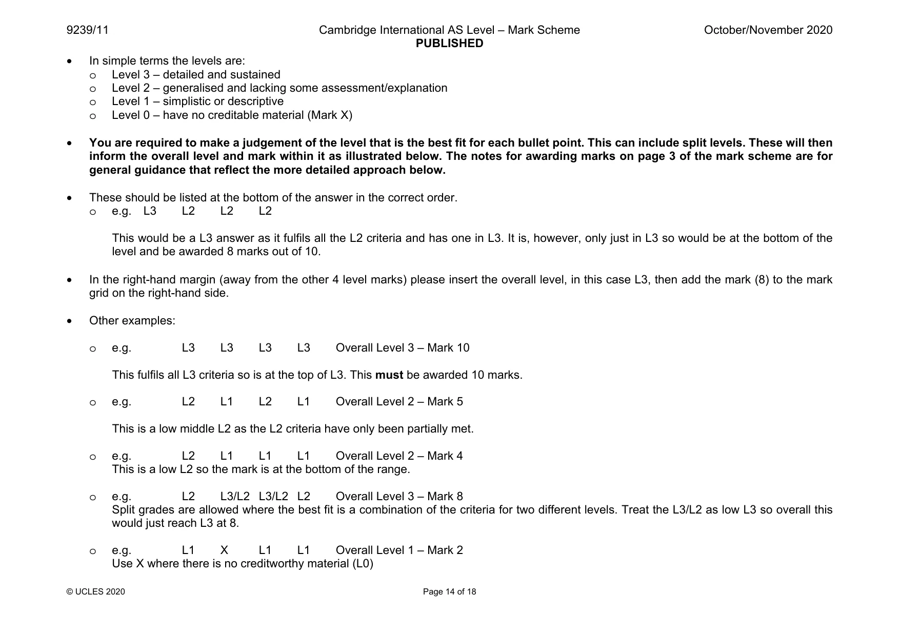 Mark scheme, page 14 of 18