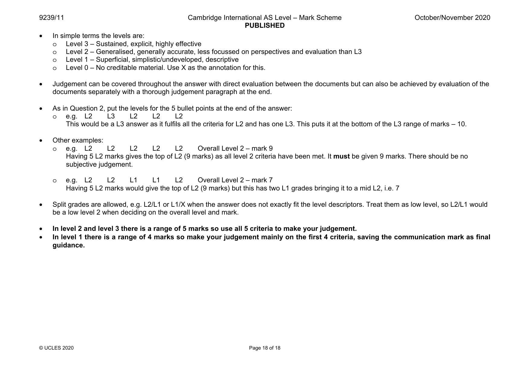 Mark scheme, page 18 of 18