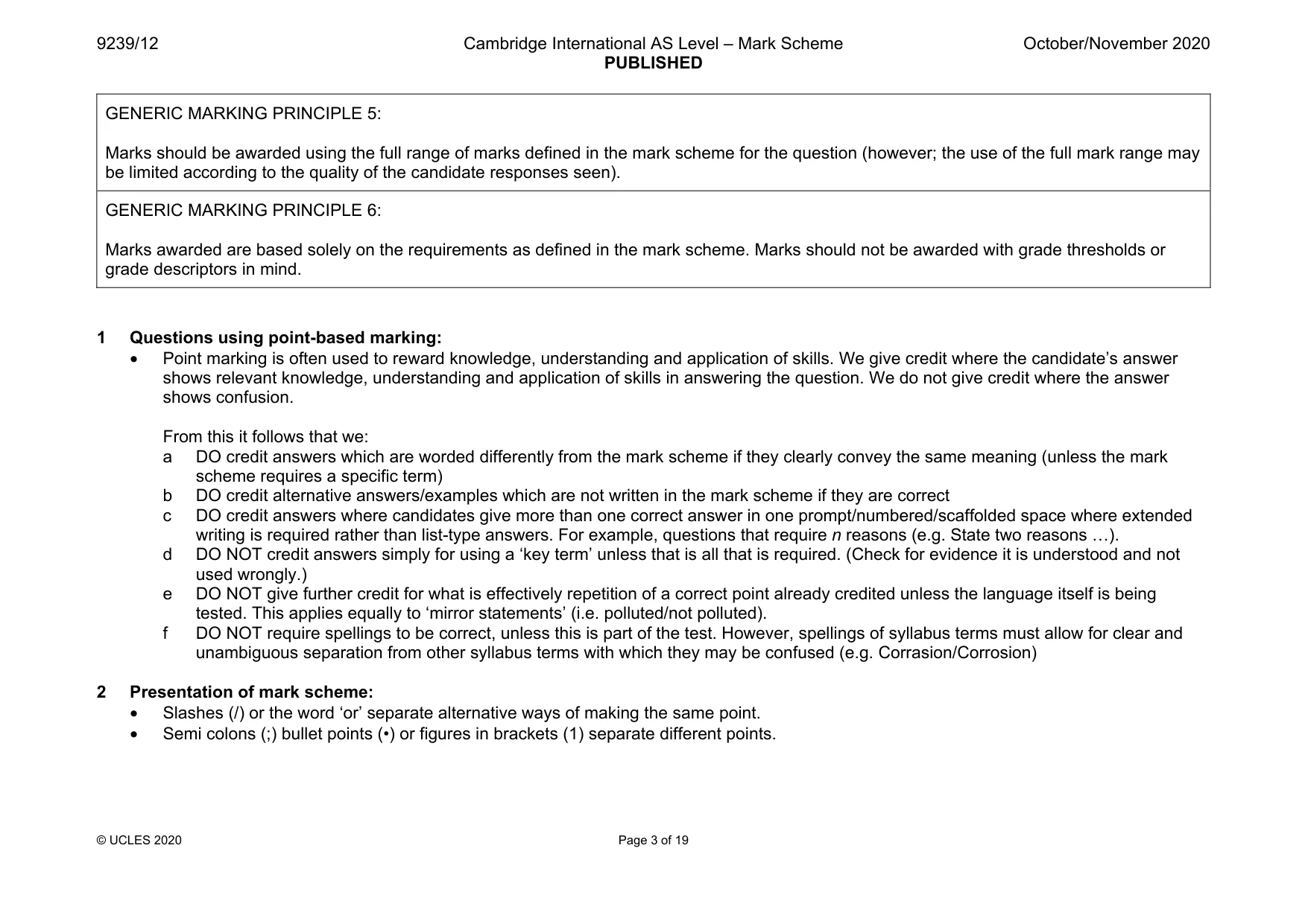 Mark scheme, page 3 of 19