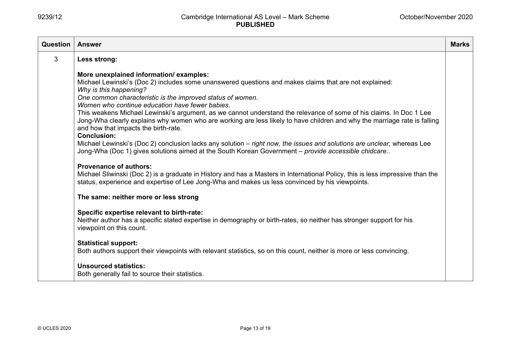 Mark scheme, page 13 of 19