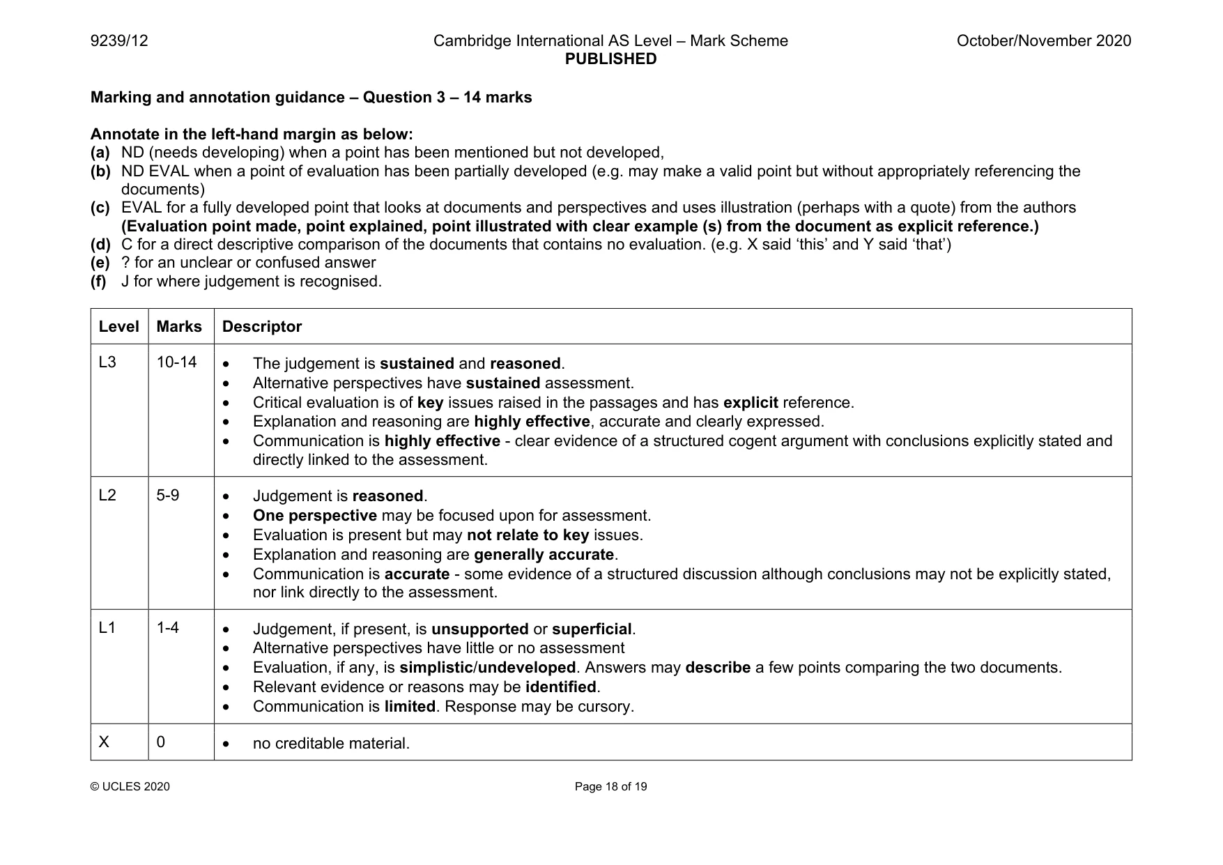 Mark scheme, page 18 of 19