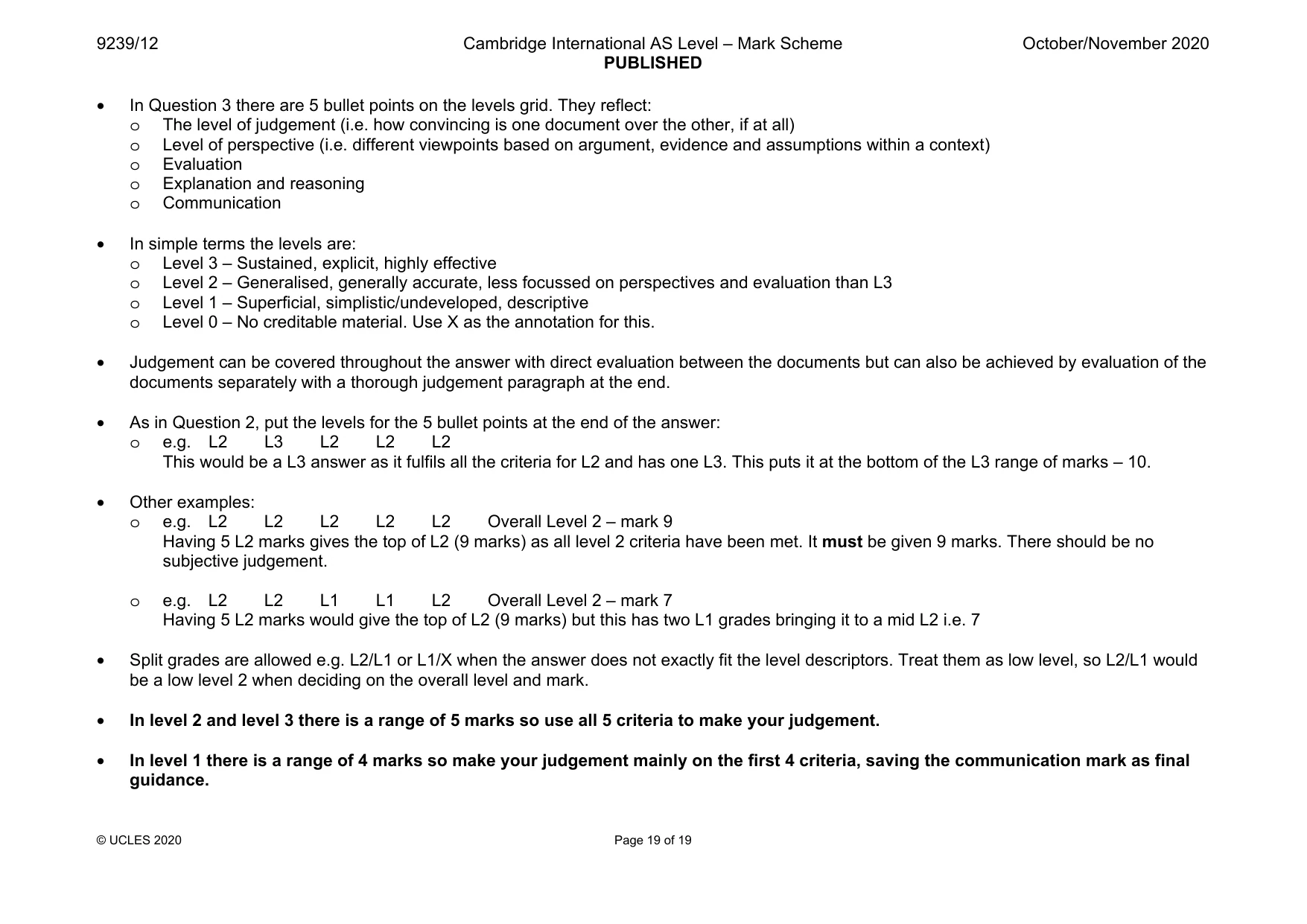 Mark scheme, page 19 of 19
