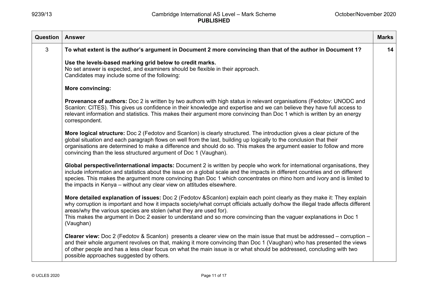 Mark scheme, page 11 of 17
