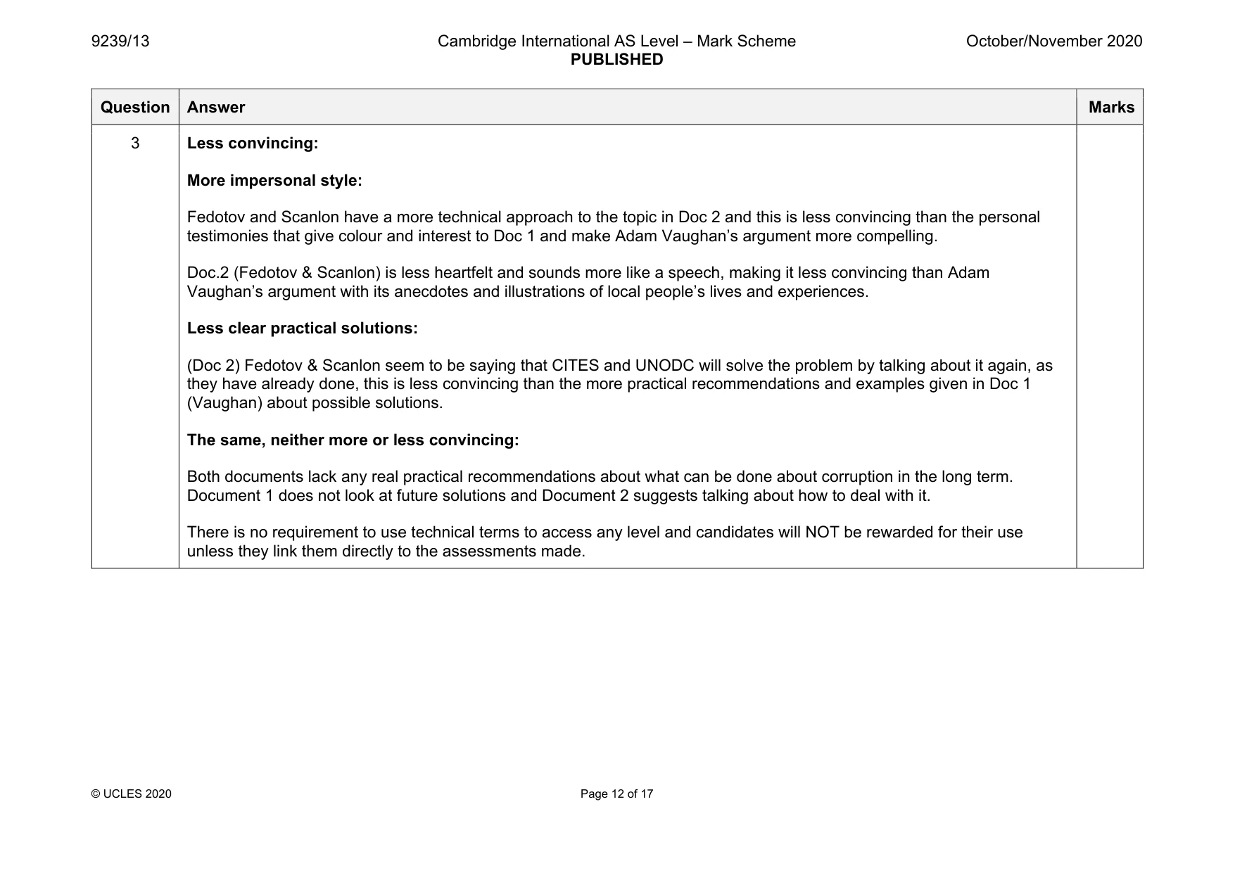 Mark scheme, page 12 of 17