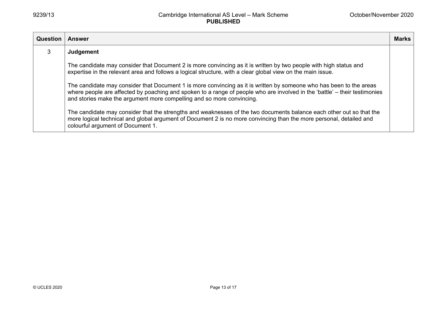 Mark scheme, page 13 of 17