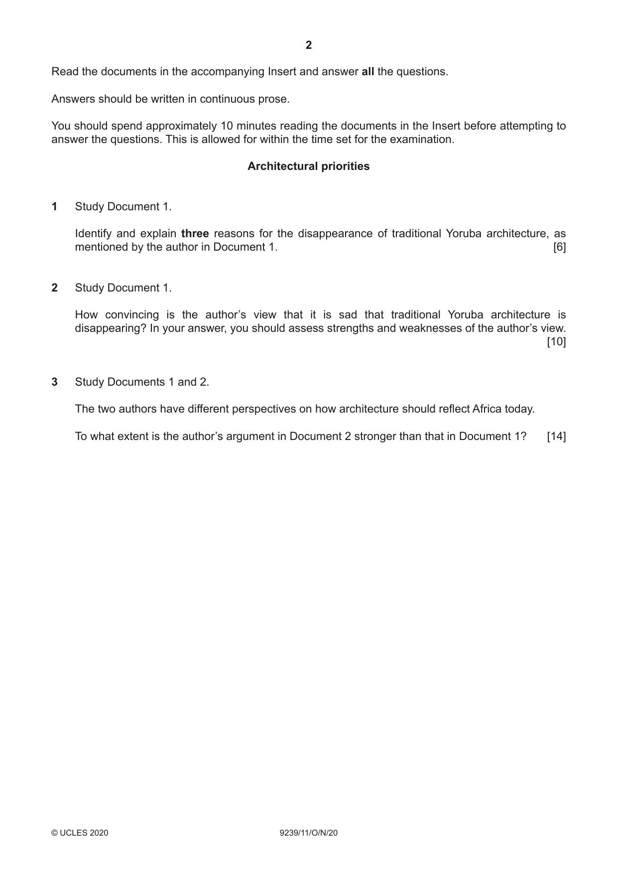 Cambridge A Level Global Perspectives and Research 9239 2020 Oct/Nov Paper 1 · Variant 1 question paper, page 2 of 4