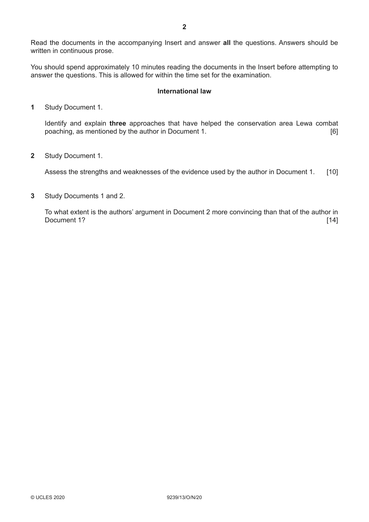 Cambridge A Level Global Perspectives and Research 9239 2020 Oct/Nov Paper 1 · Variant 3 question paper, page 2 of 4