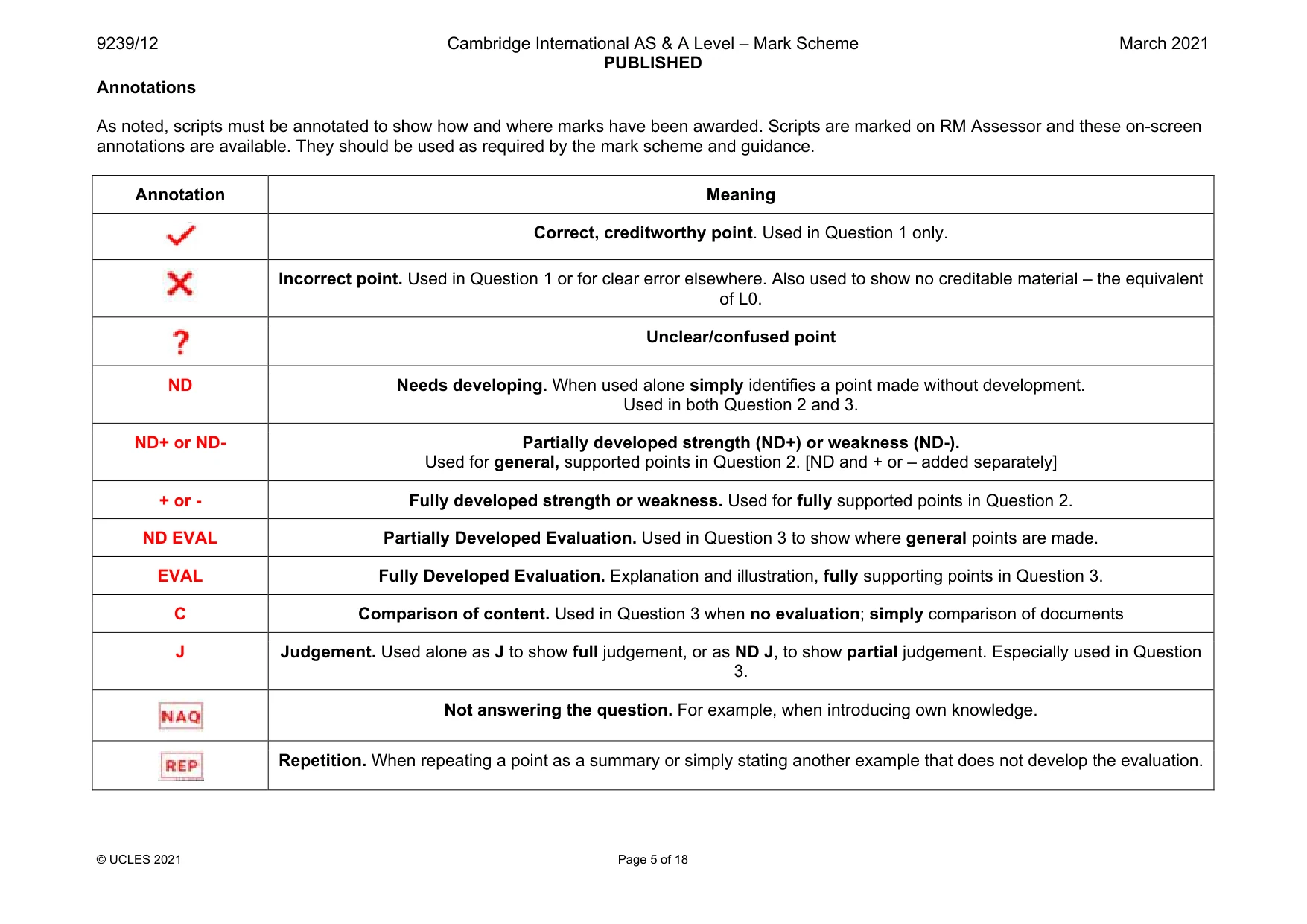 Mark scheme, page 5 of 18