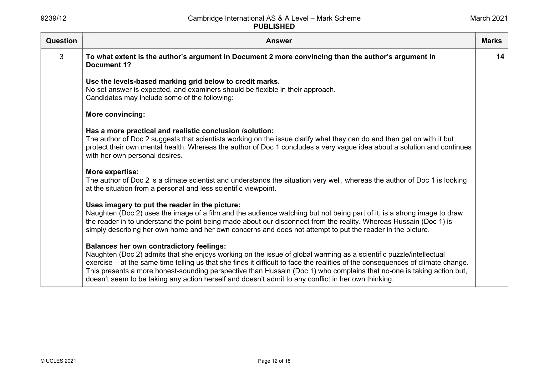 Mark scheme, page 12 of 18