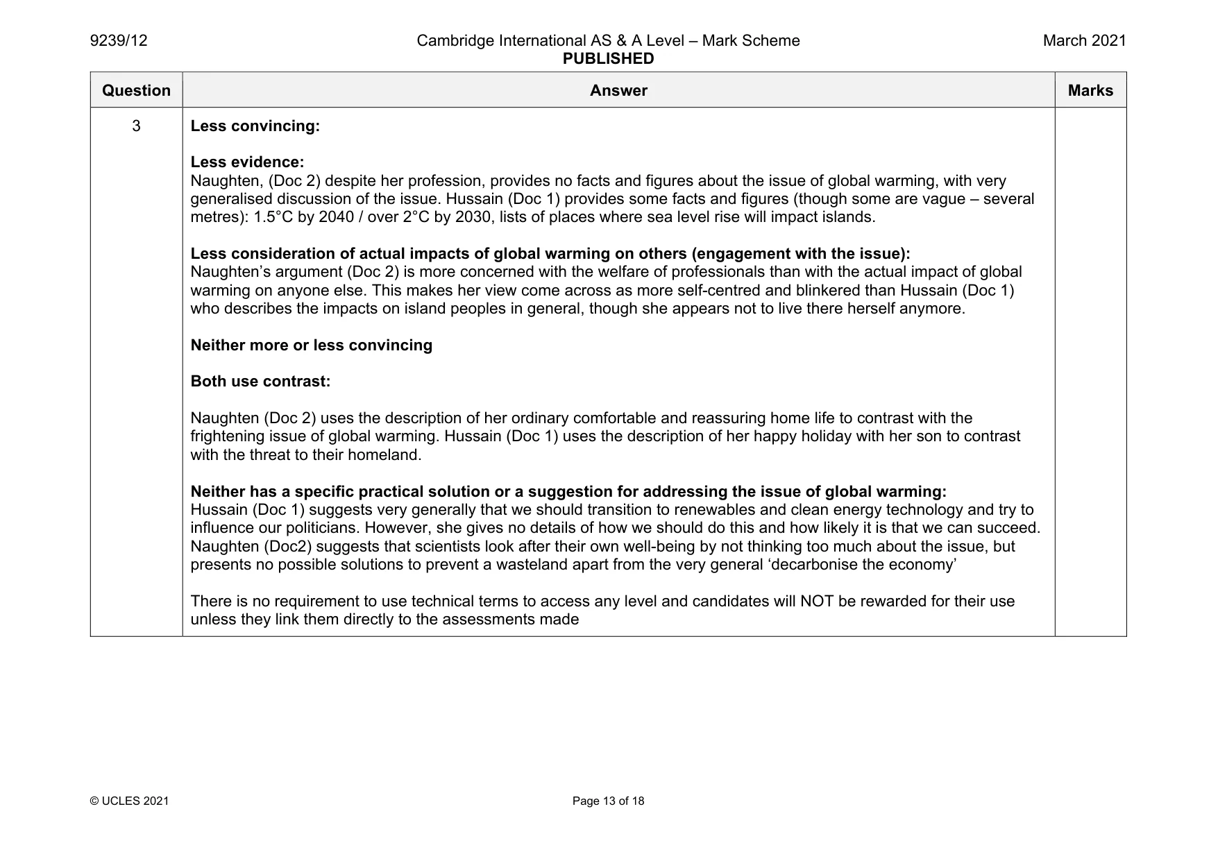 Mark scheme, page 13 of 18