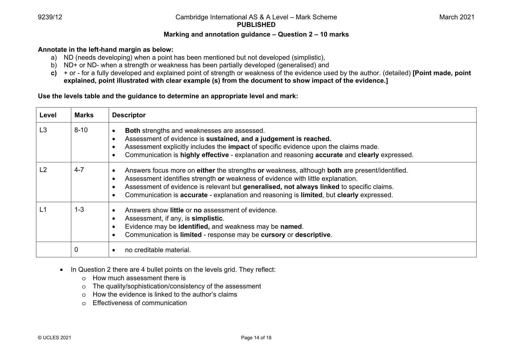 Mark scheme, page 14 of 18