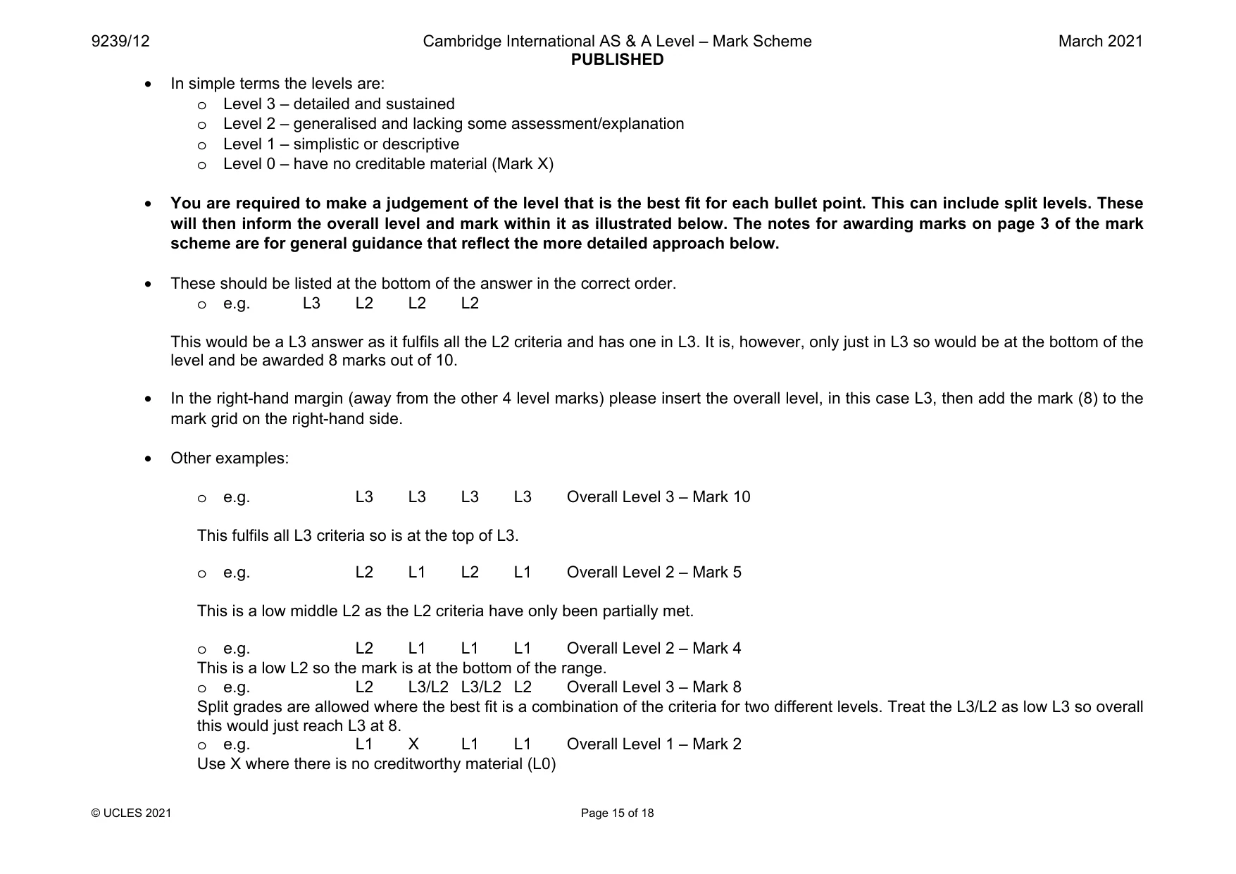 Mark scheme, page 15 of 18