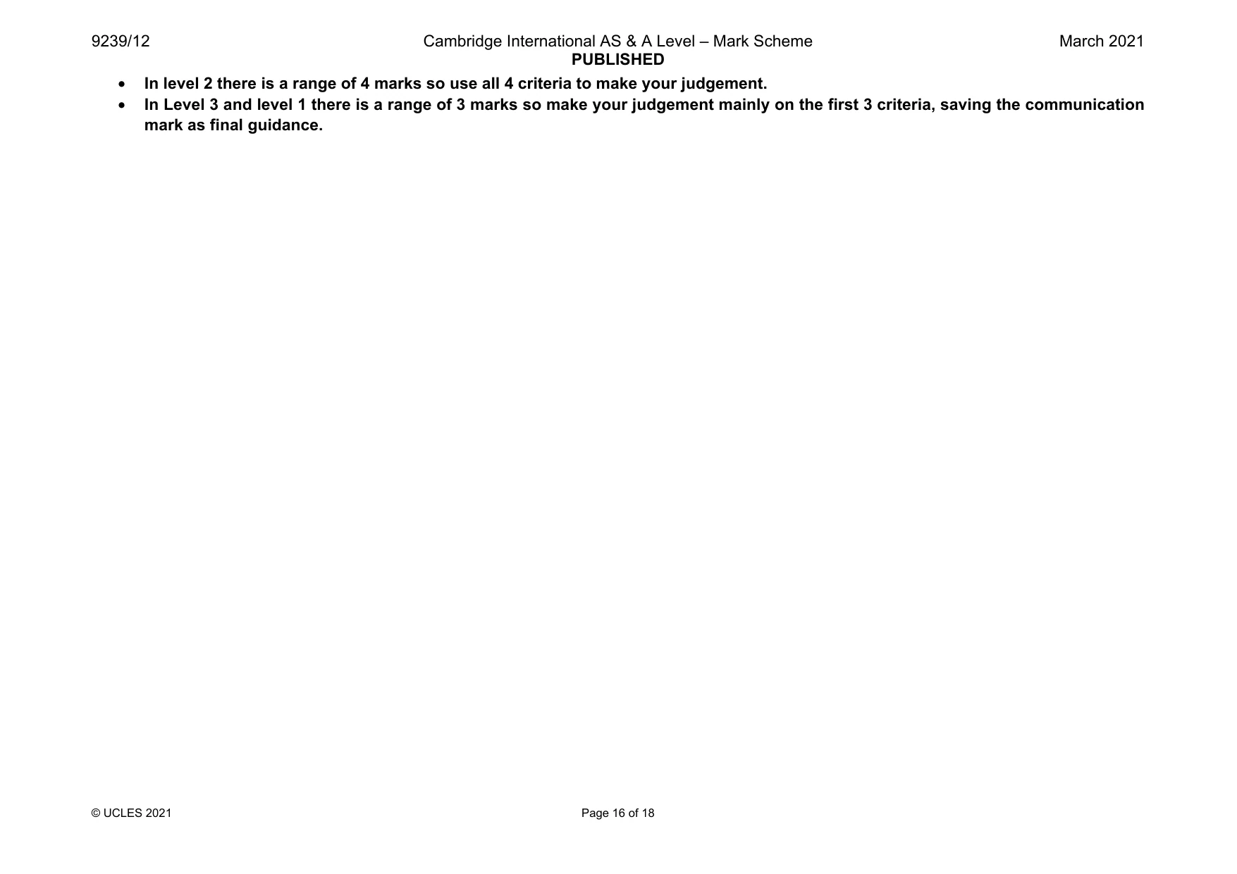 Mark scheme, page 16 of 18