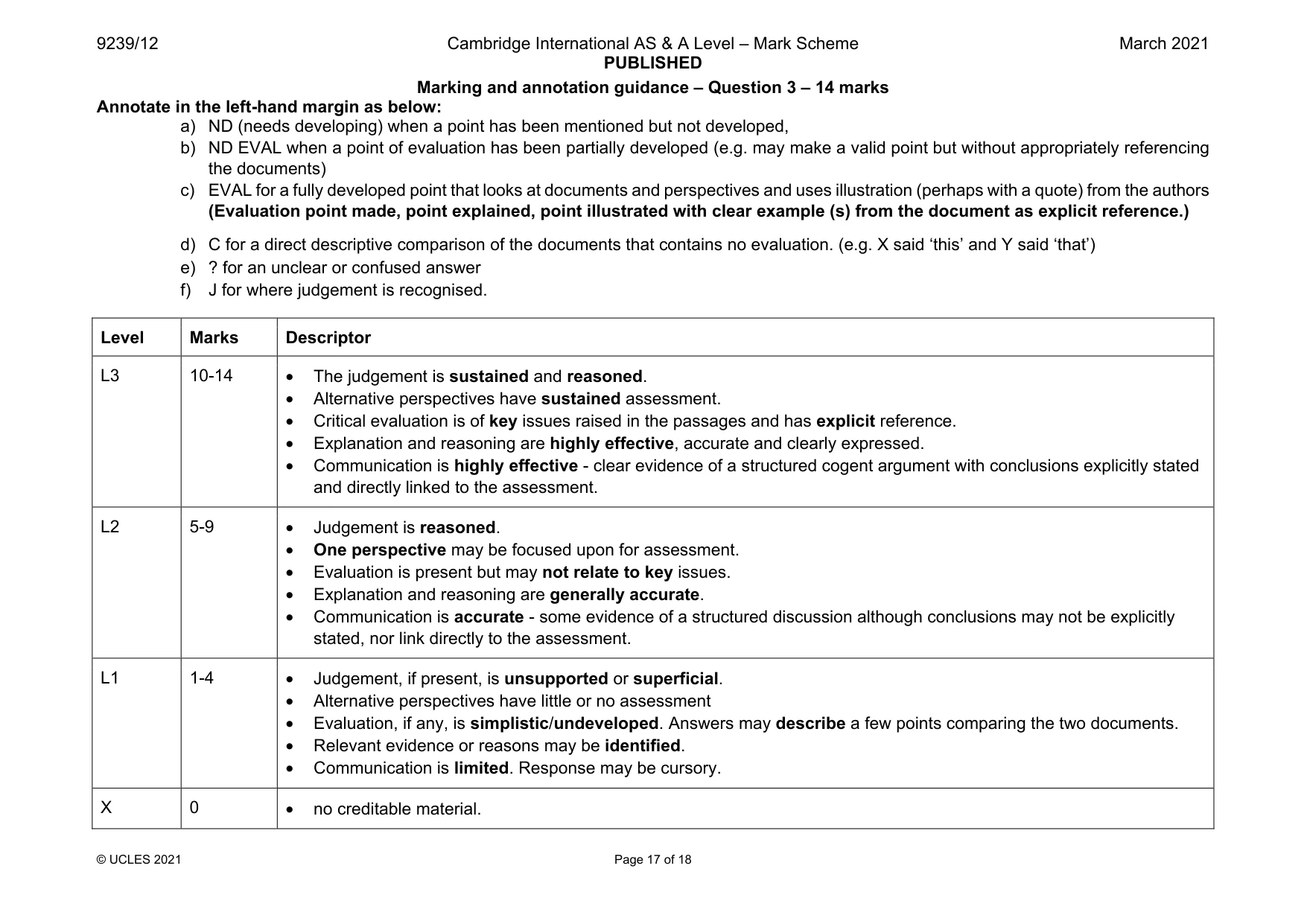 Mark scheme, page 17 of 18