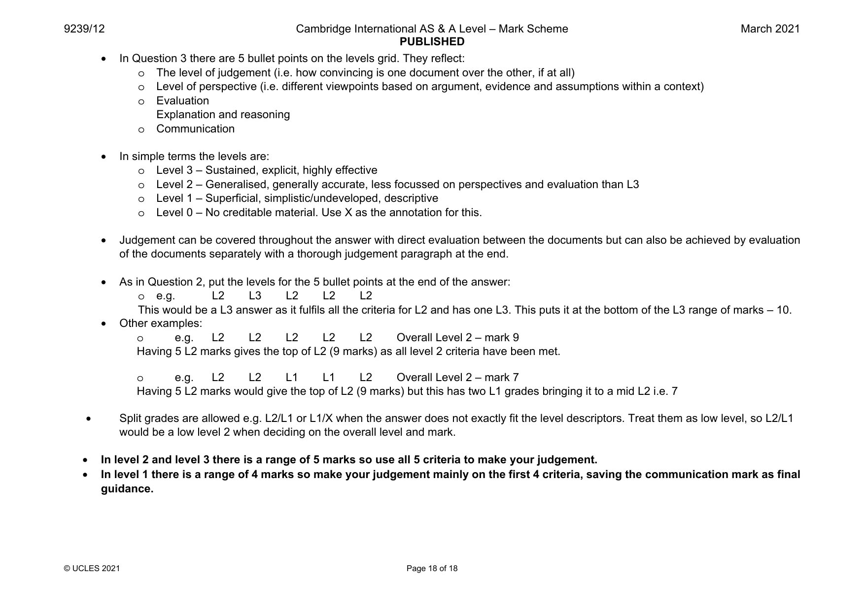 Mark scheme, page 18 of 18
