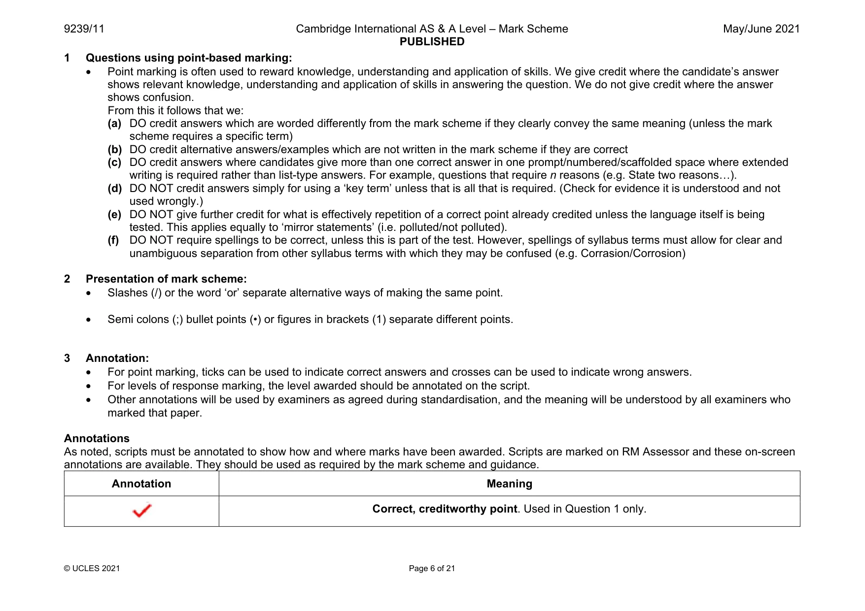 Mark scheme, page 6 of 21