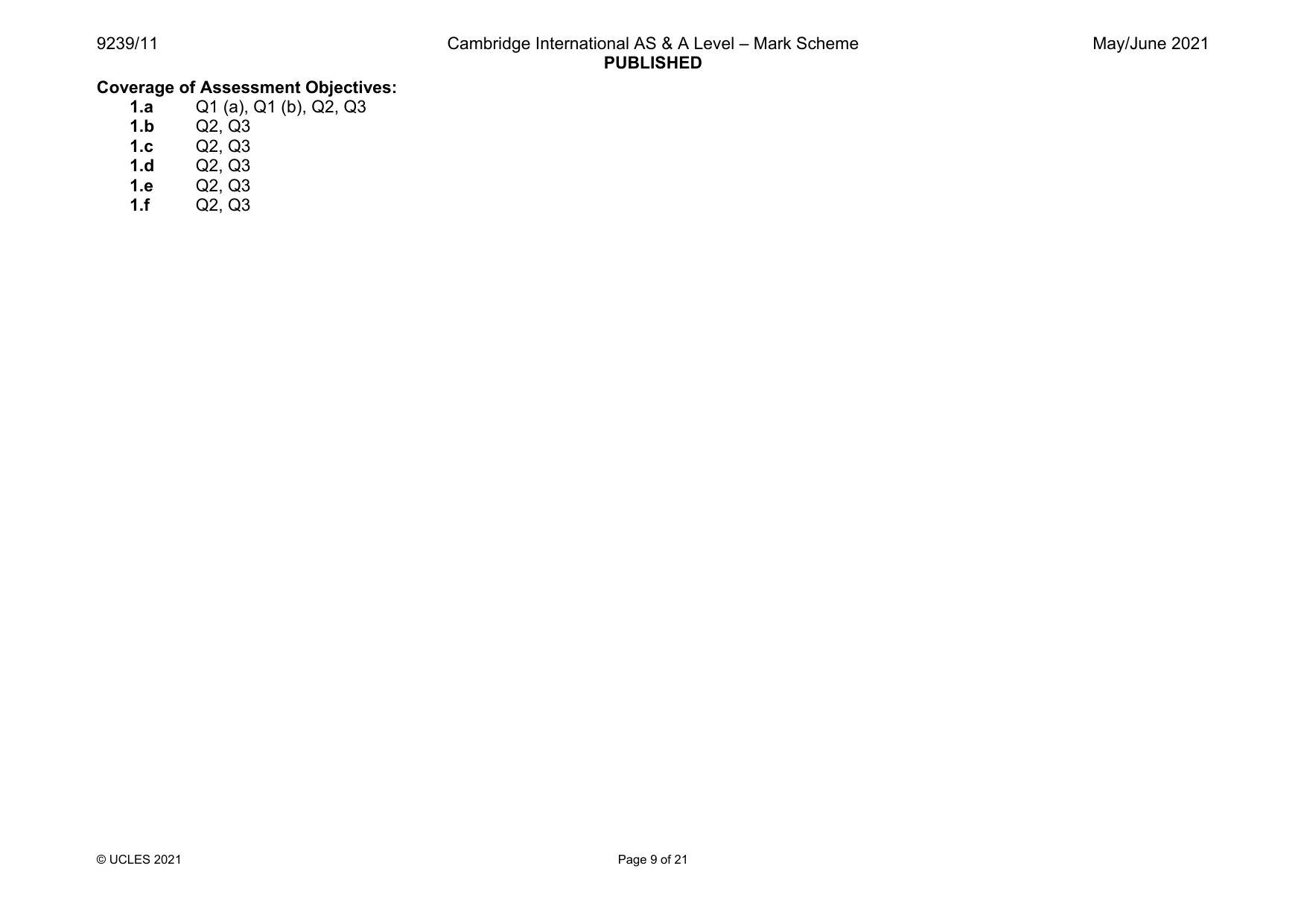Mark scheme, page 9 of 21