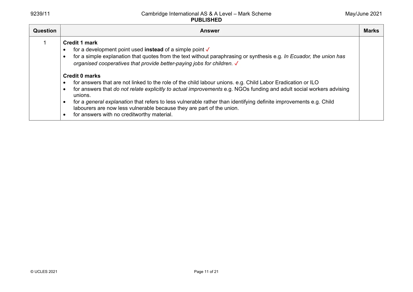 Mark scheme, page 11 of 21