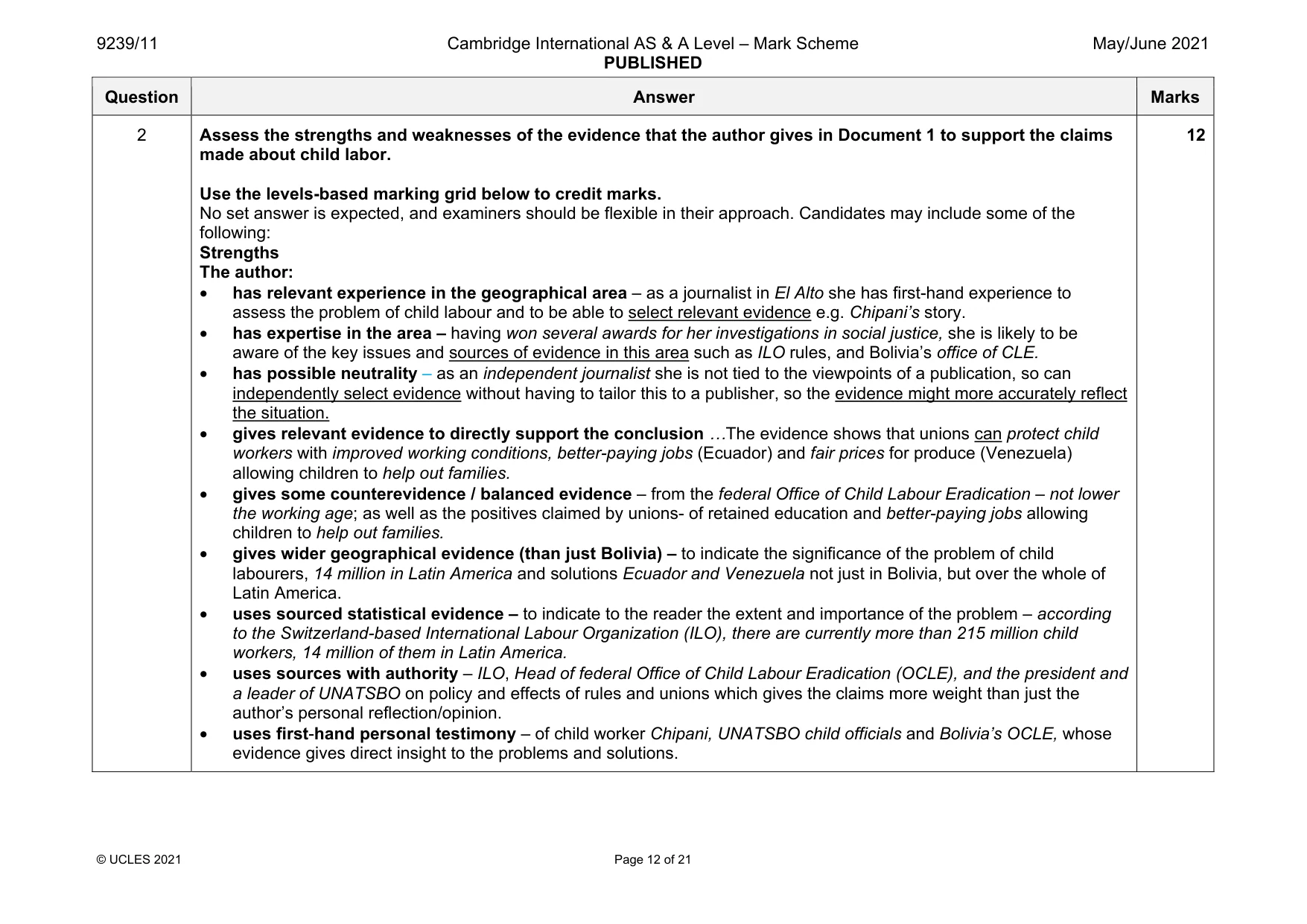 Mark scheme, page 12 of 21
