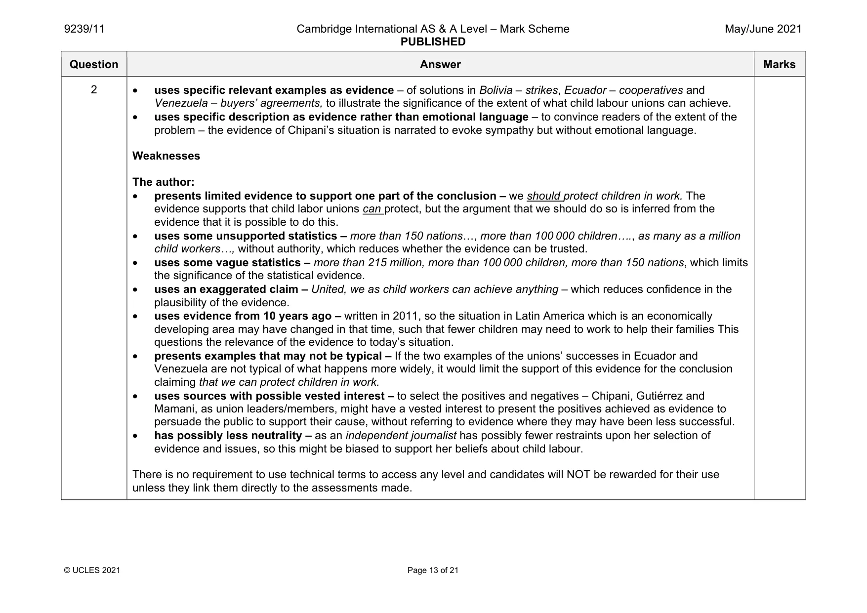 Mark scheme, page 13 of 21