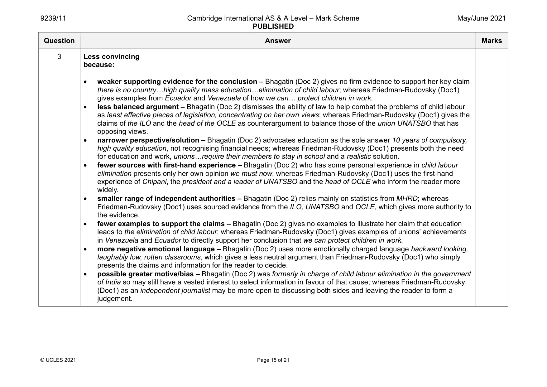 Mark scheme, page 15 of 21