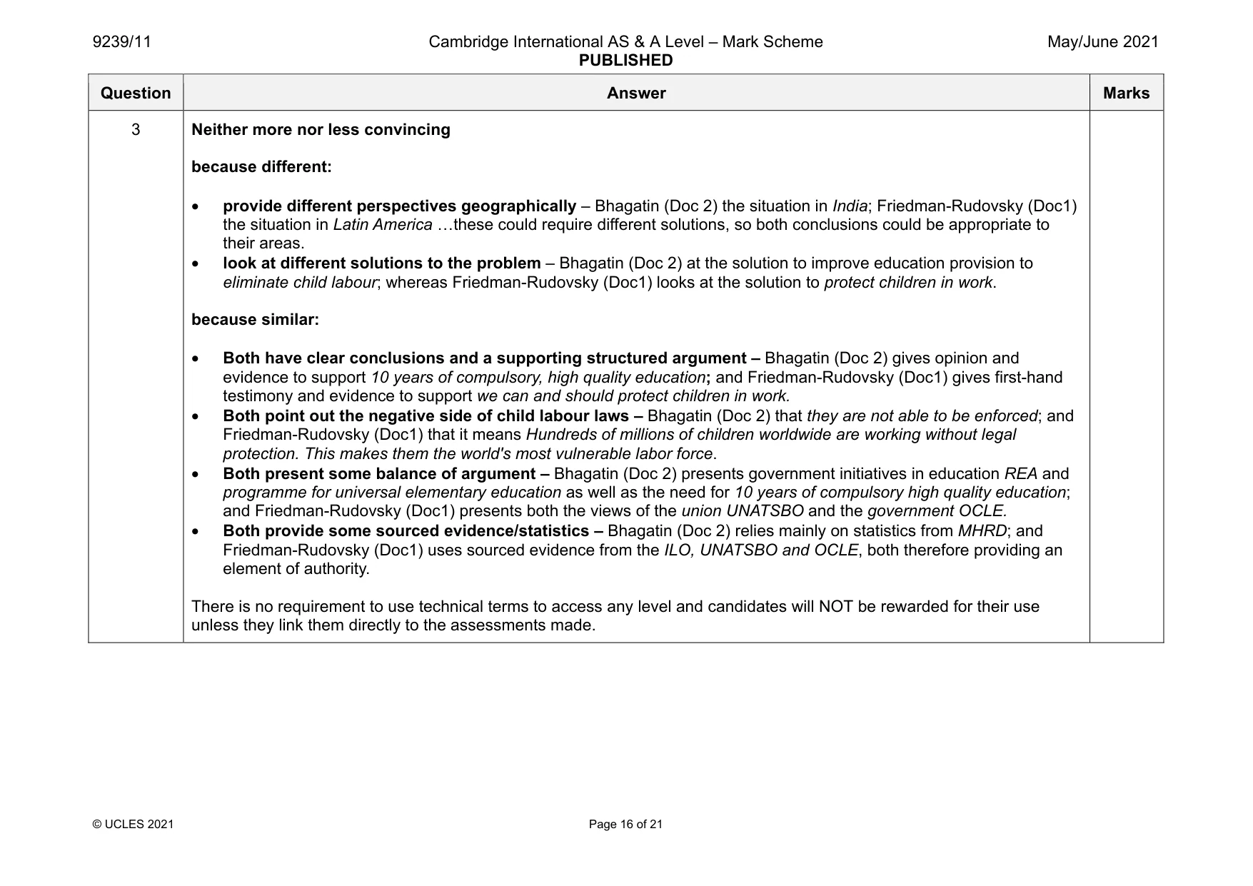 Mark scheme, page 16 of 21