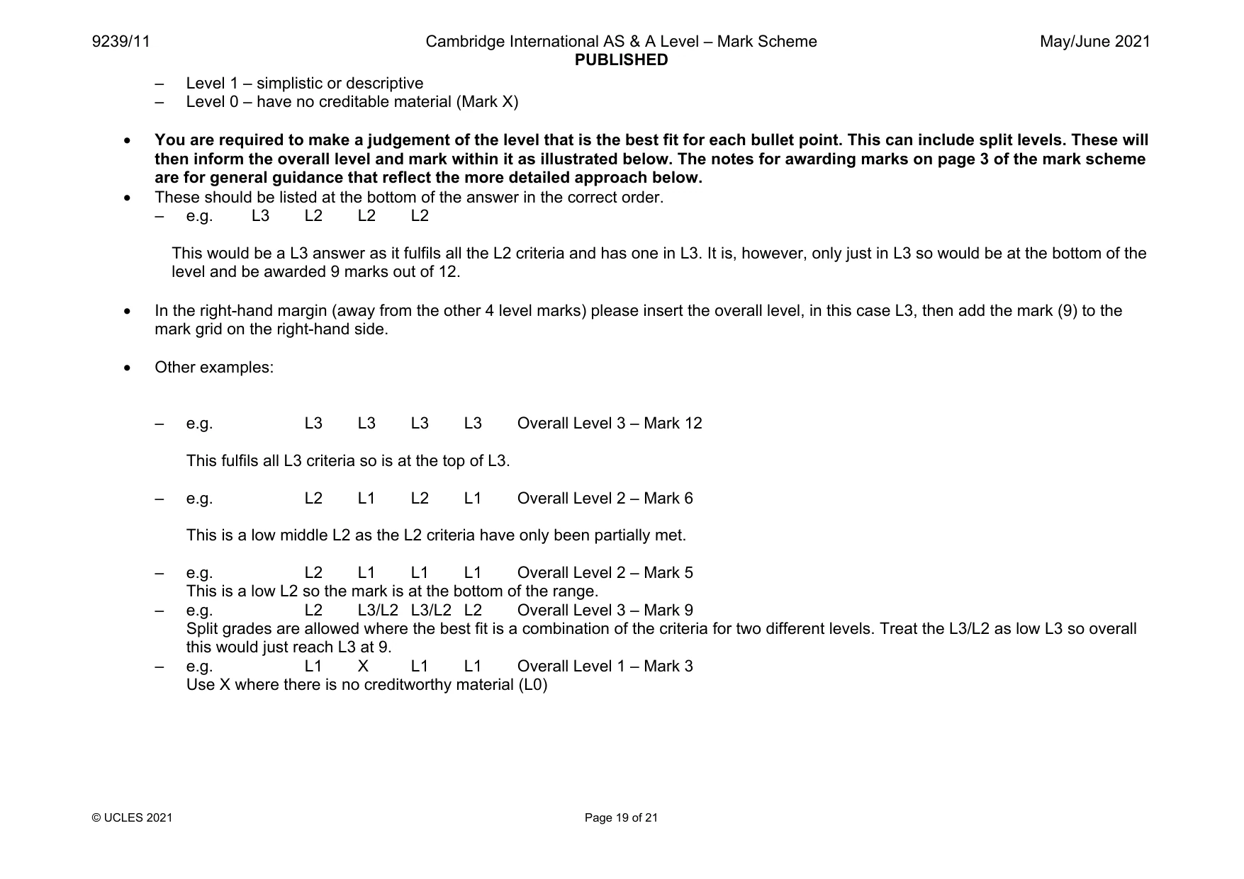 Mark scheme, page 19 of 21