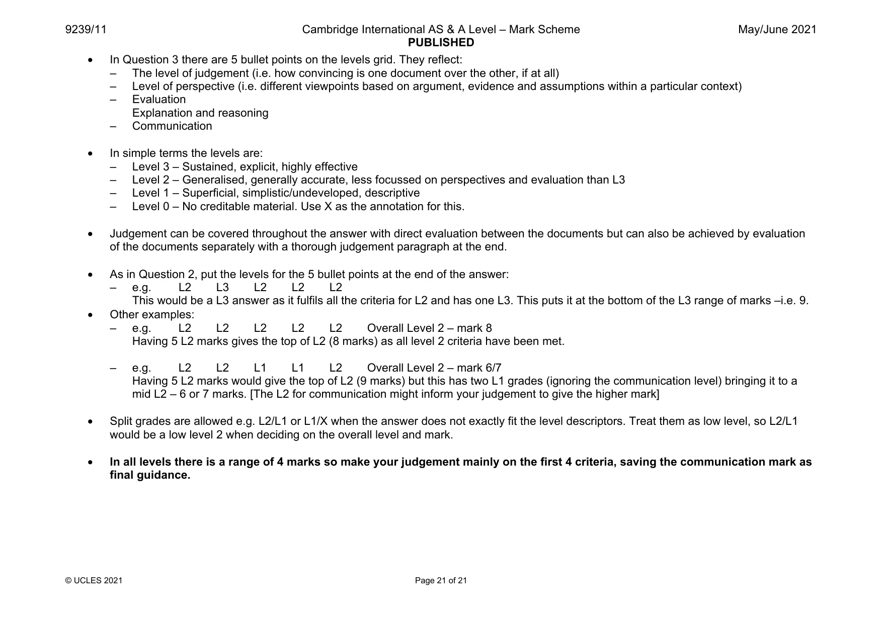 Mark scheme, page 21 of 21
