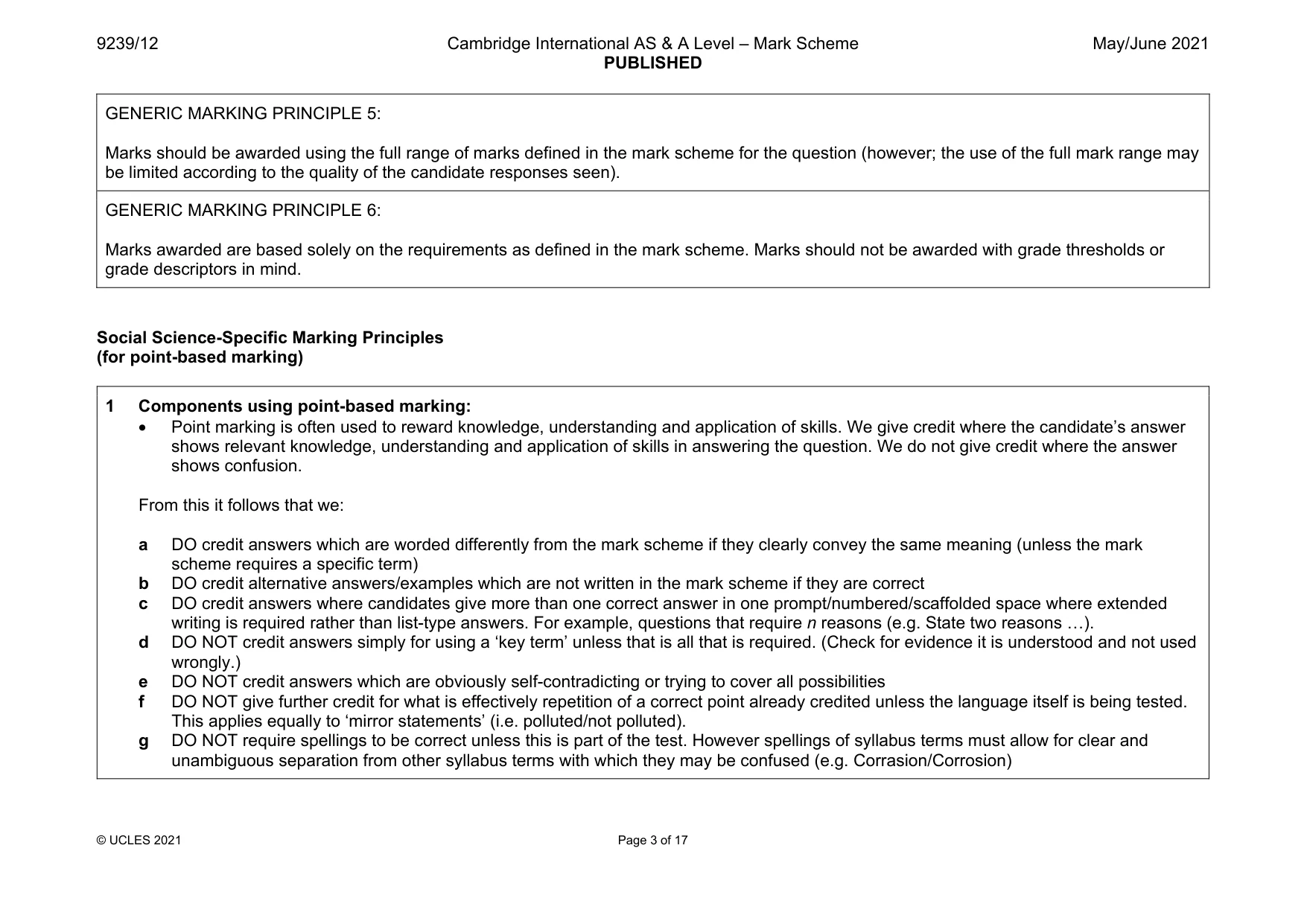 Mark scheme, page 3 of 17