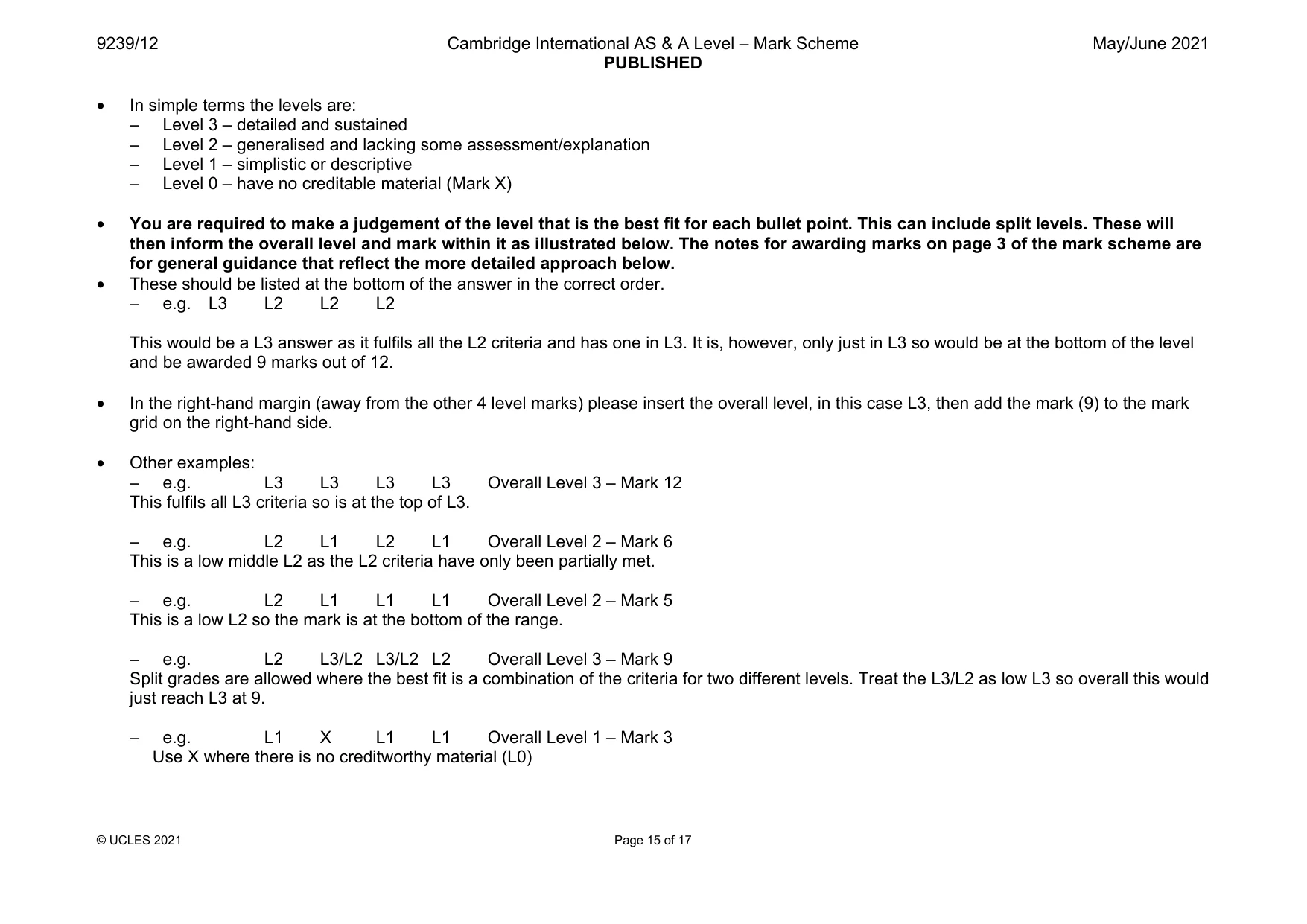 Mark scheme, page 15 of 17
