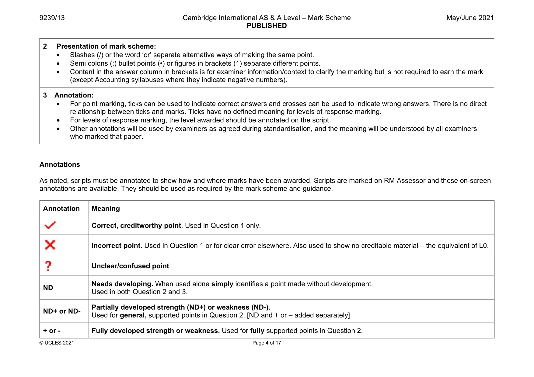 Mark scheme, page 4 of 17