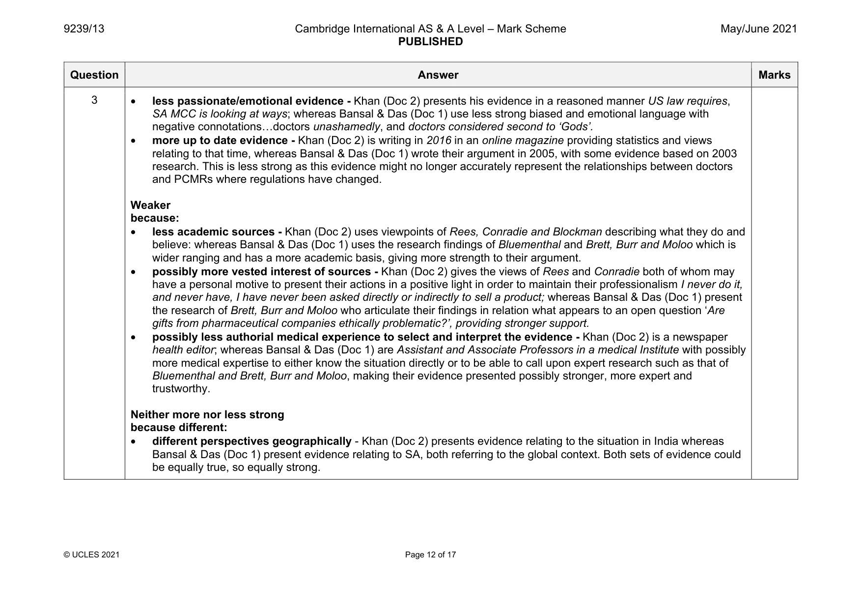 Mark scheme, page 12 of 17