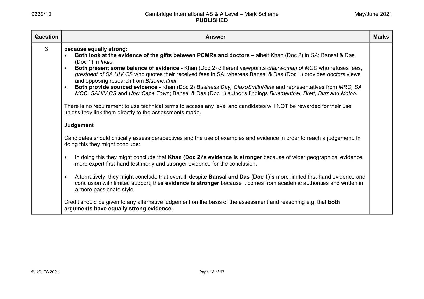 Mark scheme, page 13 of 17