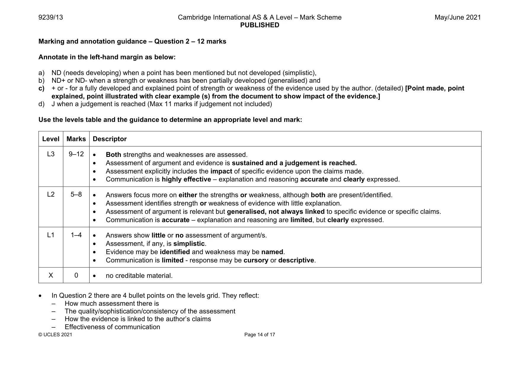 Mark scheme, page 14 of 17