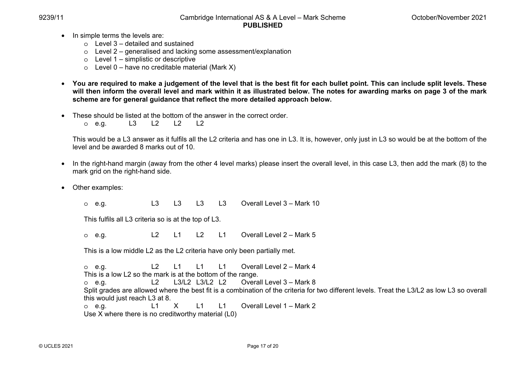 Mark scheme, page 17 of 20